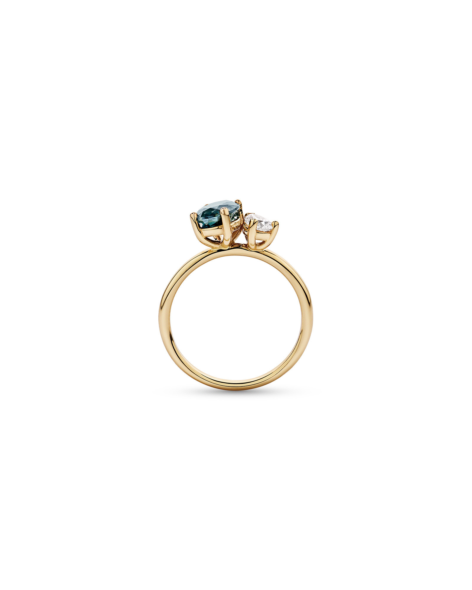 Australian Parti Sapphire & 0.30 Carat TW Diamond Toi Et Moi Ring 10kt Yellow Gold