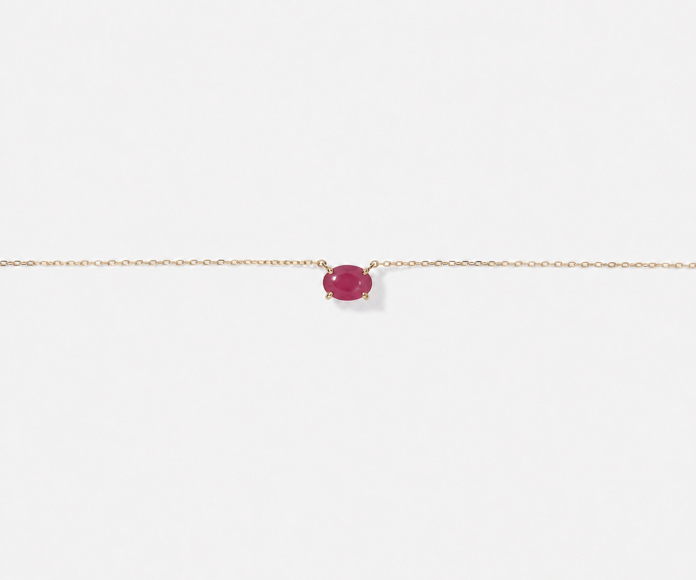 Oval East-West Ruby Necklace in 10kt Yellow Gold