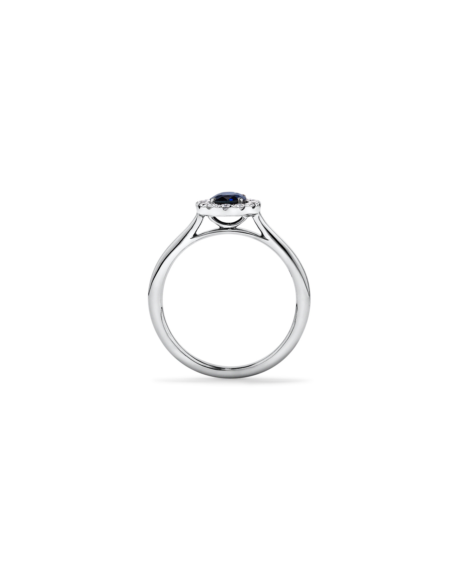 0.25 Carat TW Oval Sapphire and Diamond Ring in Recycled Platinum