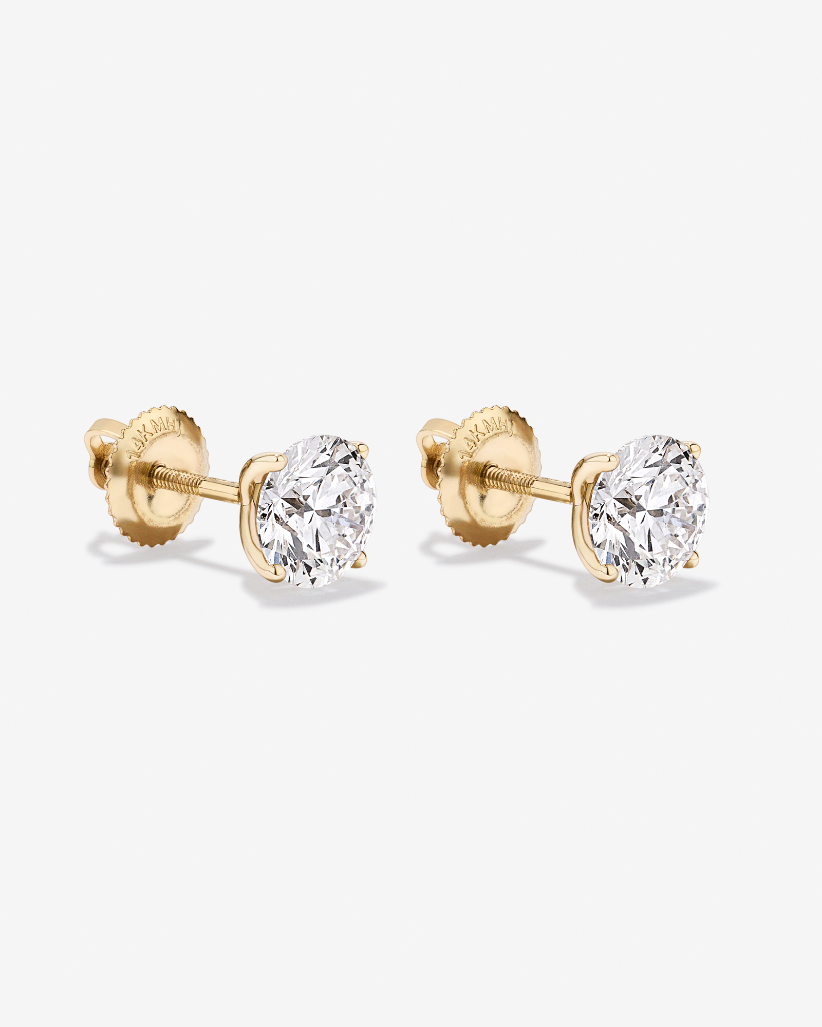 2.00TW Lab Diamond Solitaire Stud Earrings in 10kt Gold