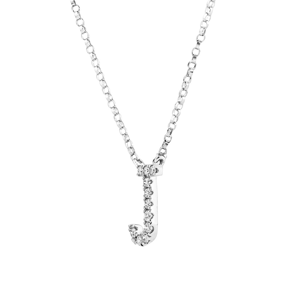 J' Initial necklace with 0.10 Carat TW of Diamonds in 10kt White Gold