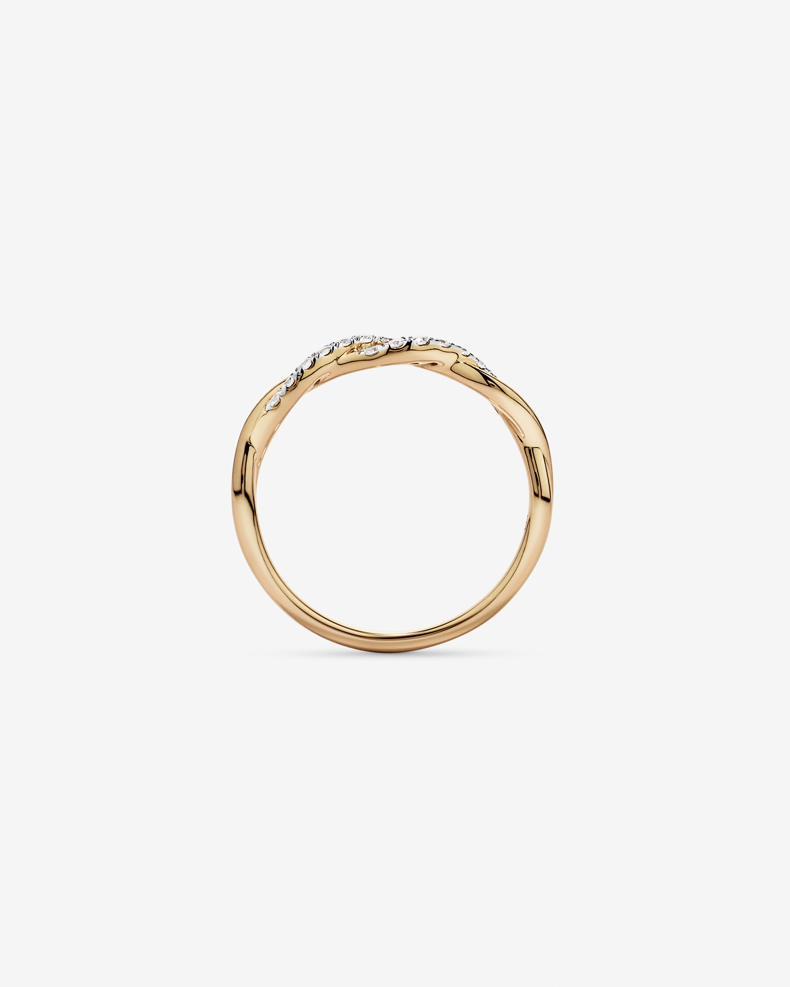 0.16TW Round Brilliant Laboratory-Grown Diamond Twist Wedding Ring 14kt Yellow Gold with Rhodium