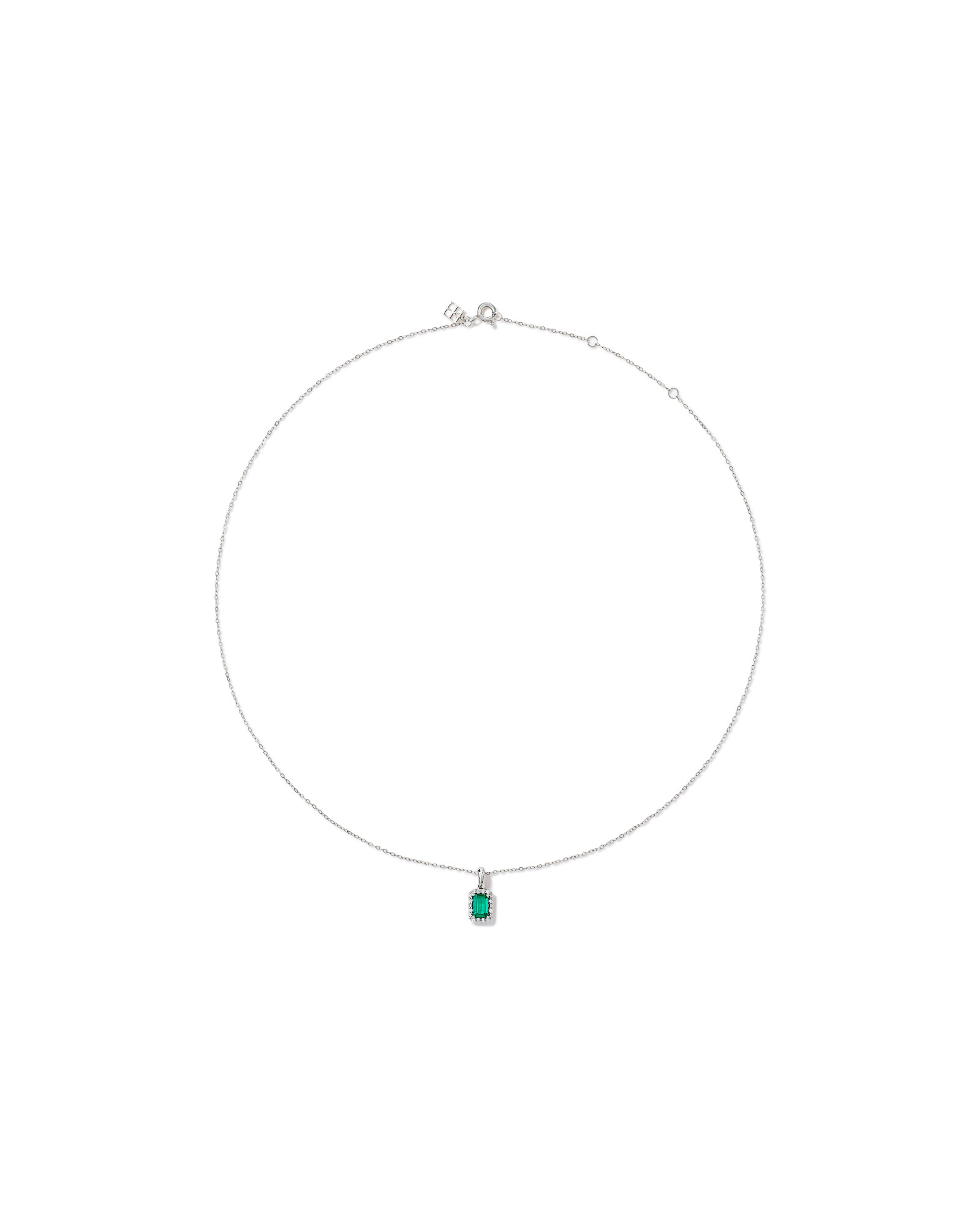 Created Emerald & 0.10 Carat TW Laboratory-Grown Diamond Halo Ring in 10kt White Gold