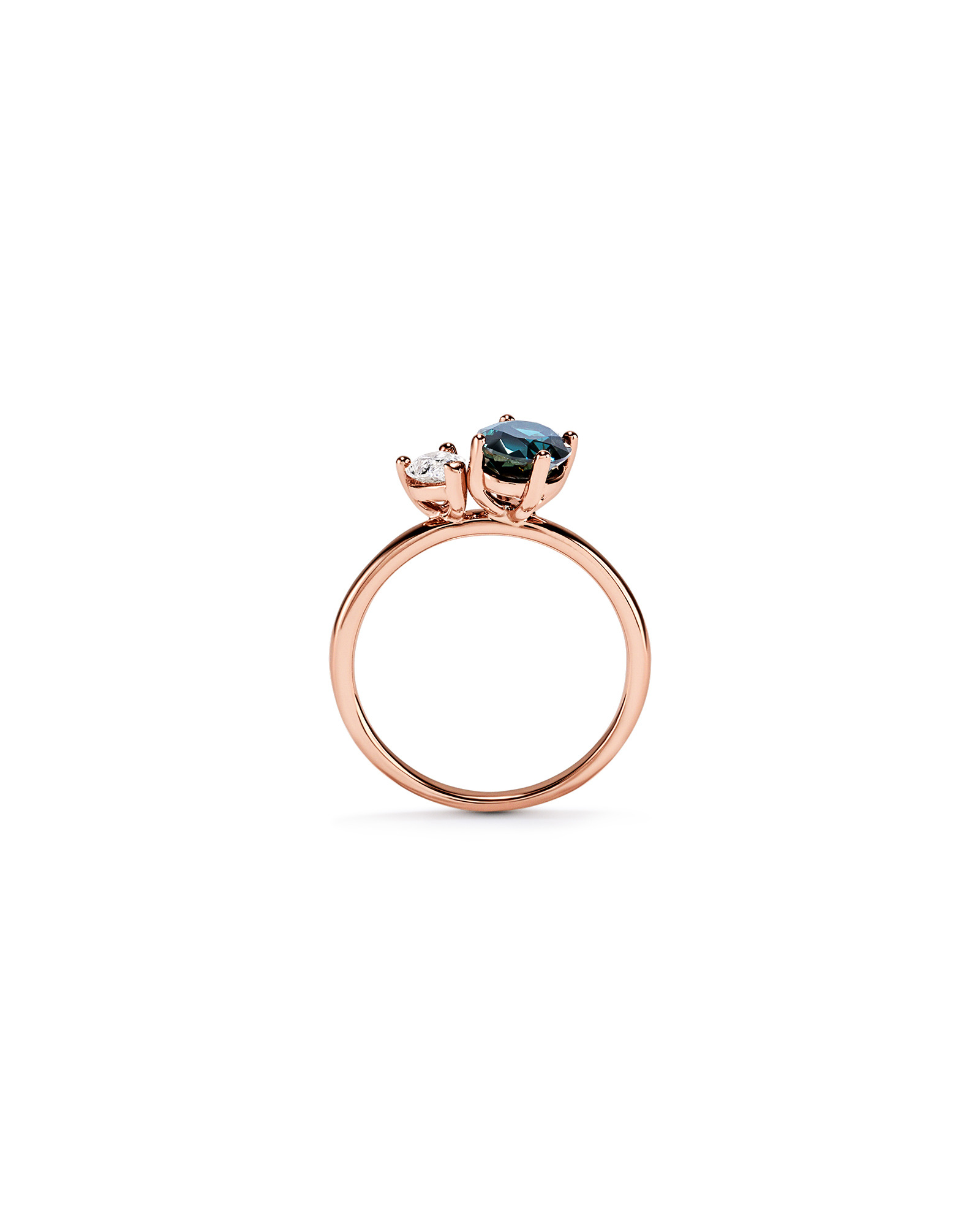 Australian Parti Sapphire & 0.30 Carat TW Diamond Toi Et Moi Ring 10kt RoseGold