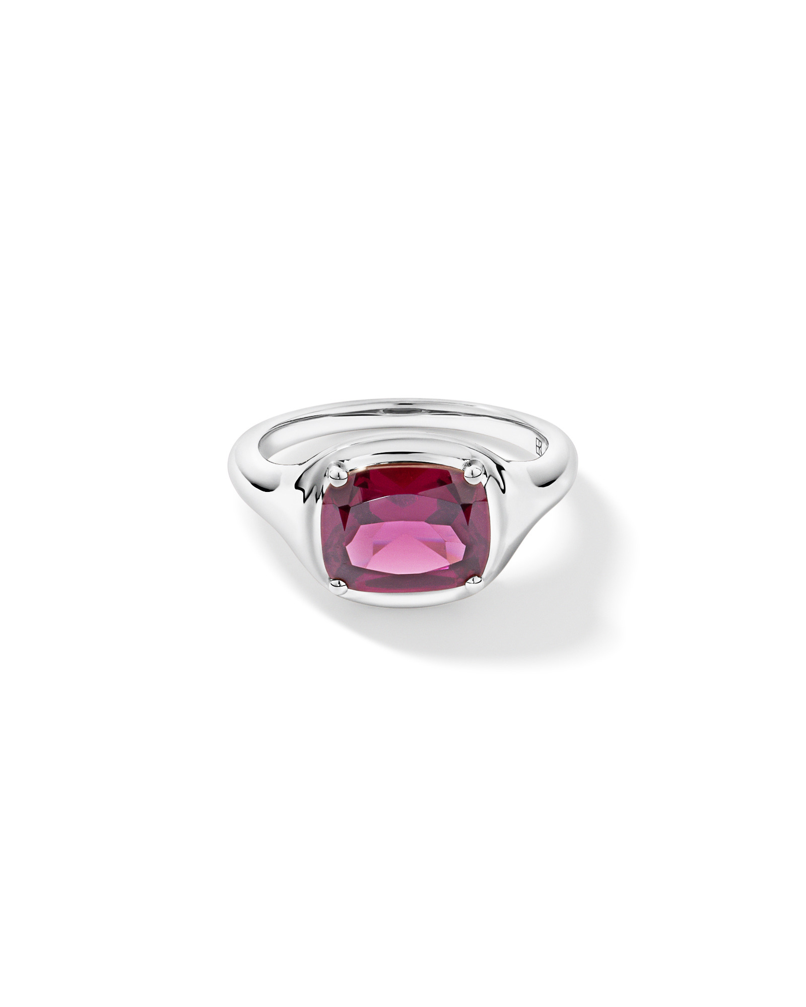 Elongated Cushion Cut Raspberry Rhodolite Garnet East-to-West Set Ring 10kt Gold