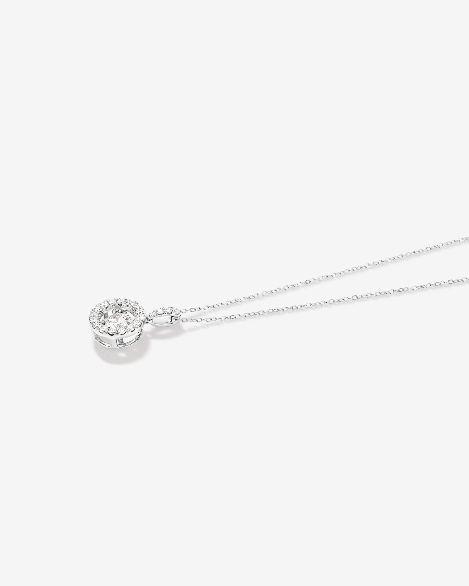 Pendentif rond Lume Lab avec un TW de 1,00 carat de diamants cultivés en laboratoire en or blanc 10 carats