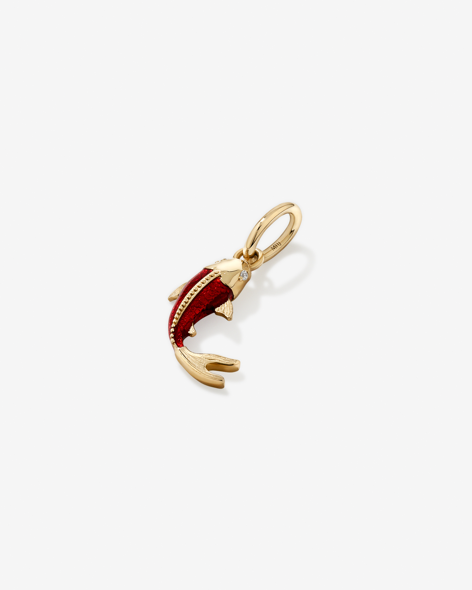Koi Fish Pendant with Cubic Zirconia in 10kt Gold