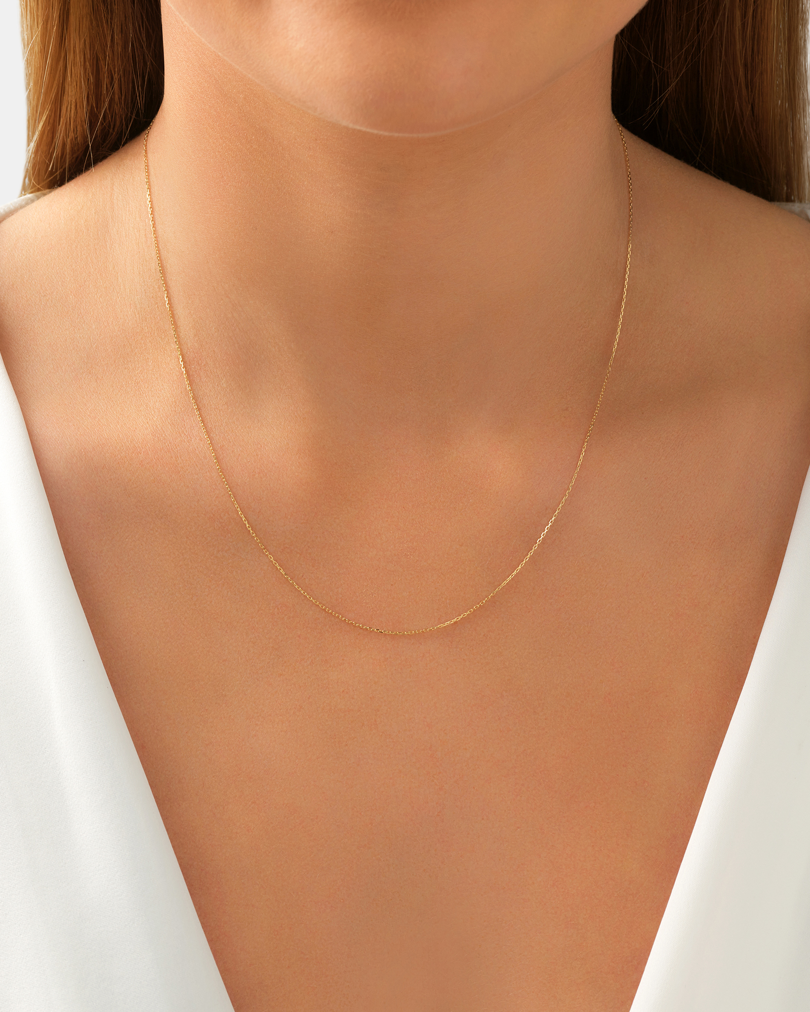 Chaîne câble en or jaune 10 K de 45 cm, largeur de 0,8 mm