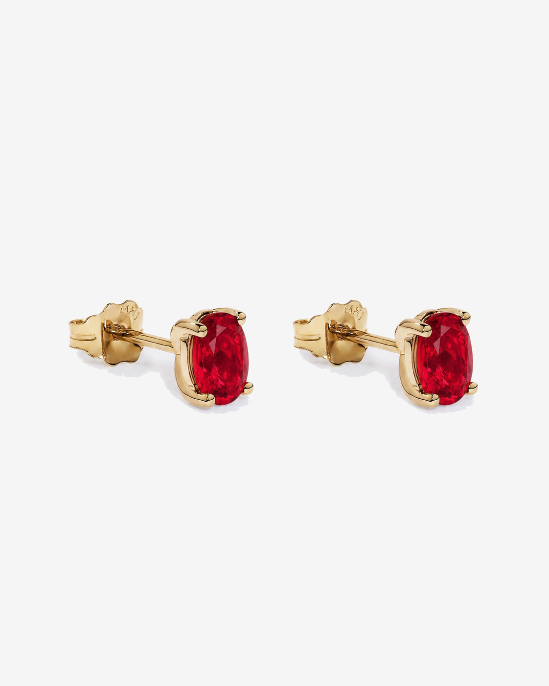 Oval Ruby Stud Earrings in 10kt Yellow Gold