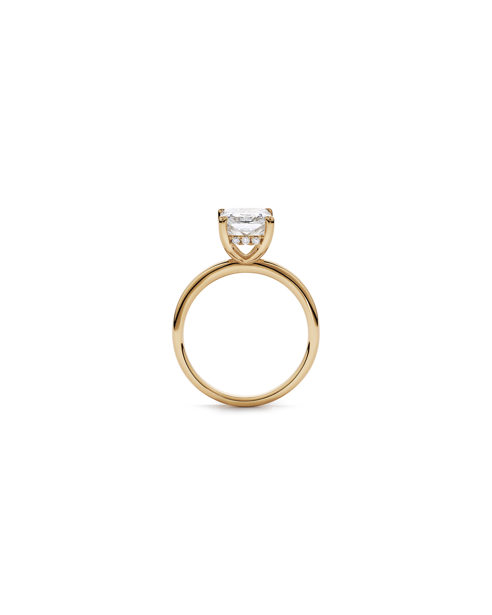 Bague solitaire en or jaune 18 carats avec diamant taille radiant de 3,10 (poids total)
