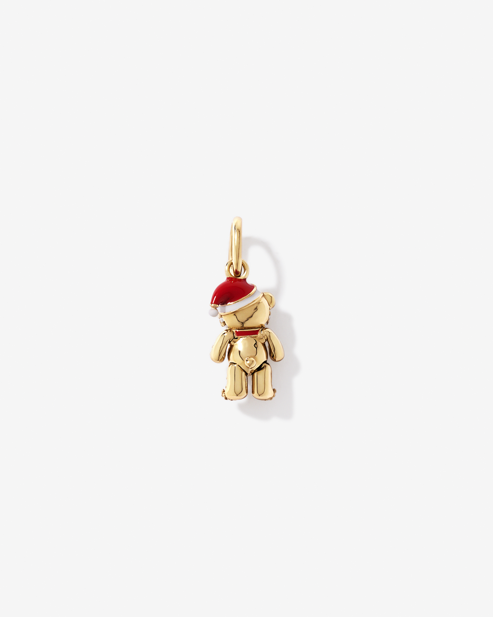 Christmas Teddy Bear Pendant with Cubic Zirconia in 18kt Yellow Gold Vermeil