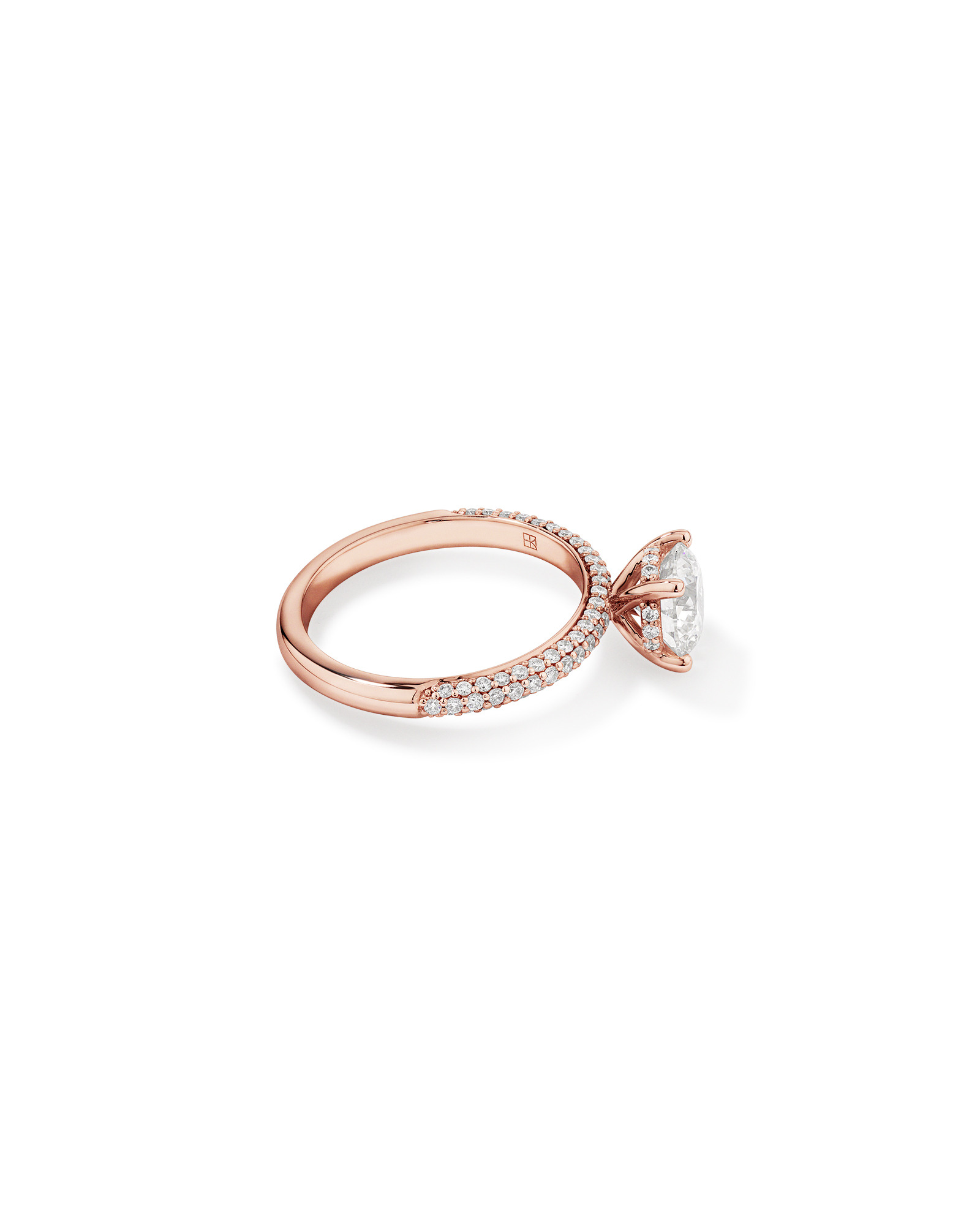 1.95 Carat TW Round Brilliant Laboratory-Grown Diamond Solitaire Side Accent Engagement Ring in 14kt Rose Gold