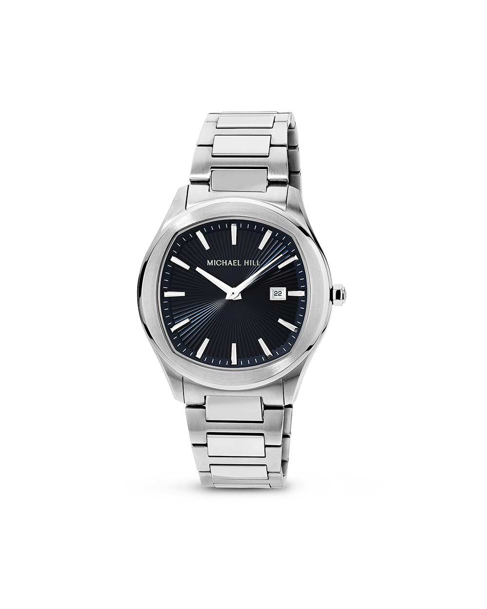 Montre à quartz avec cadran bleu profond en acier inoxydable