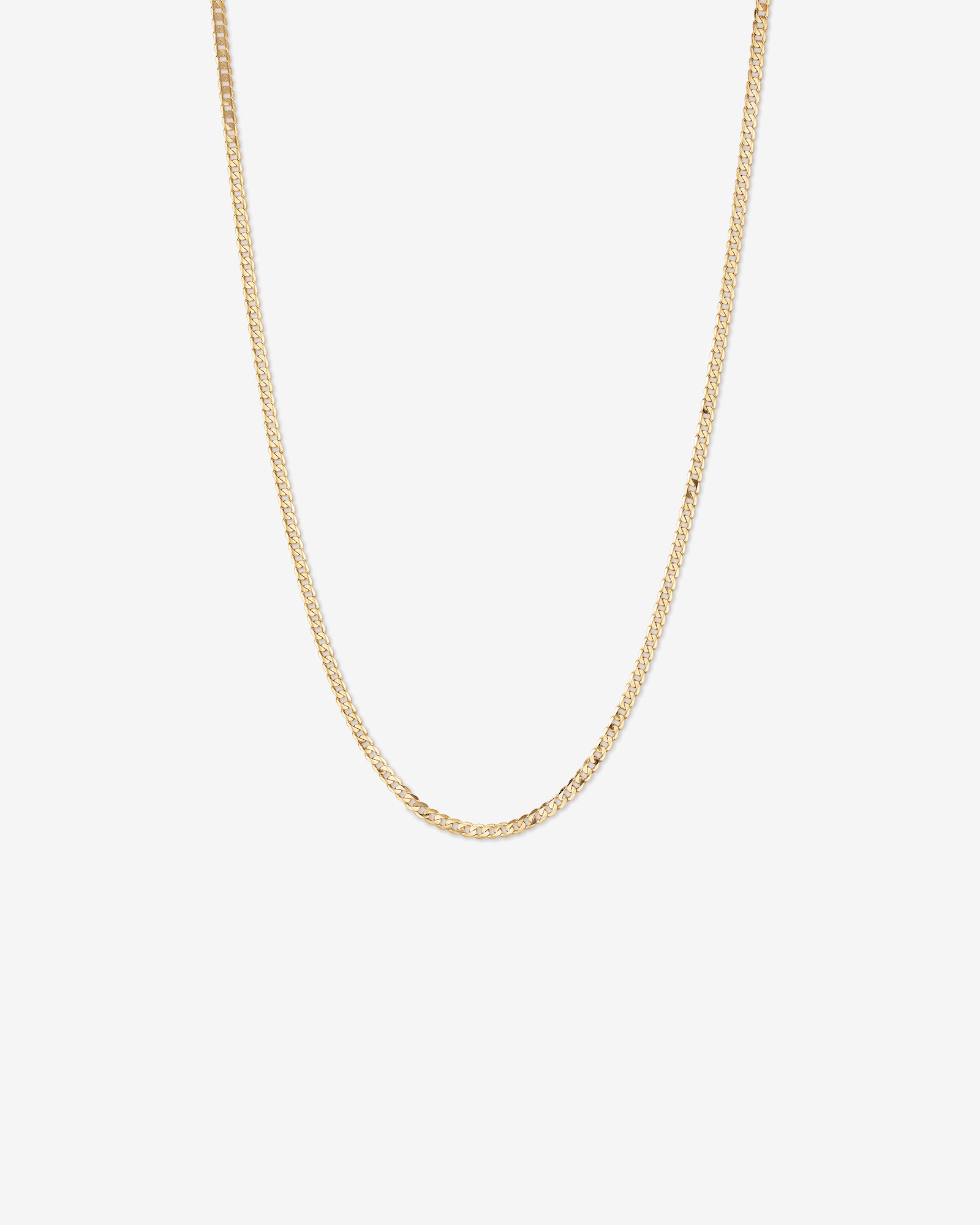 55cm (22") 3.75mm Width Solid Flat Bevelled Curb Chain in 10kt Yellow Gold
