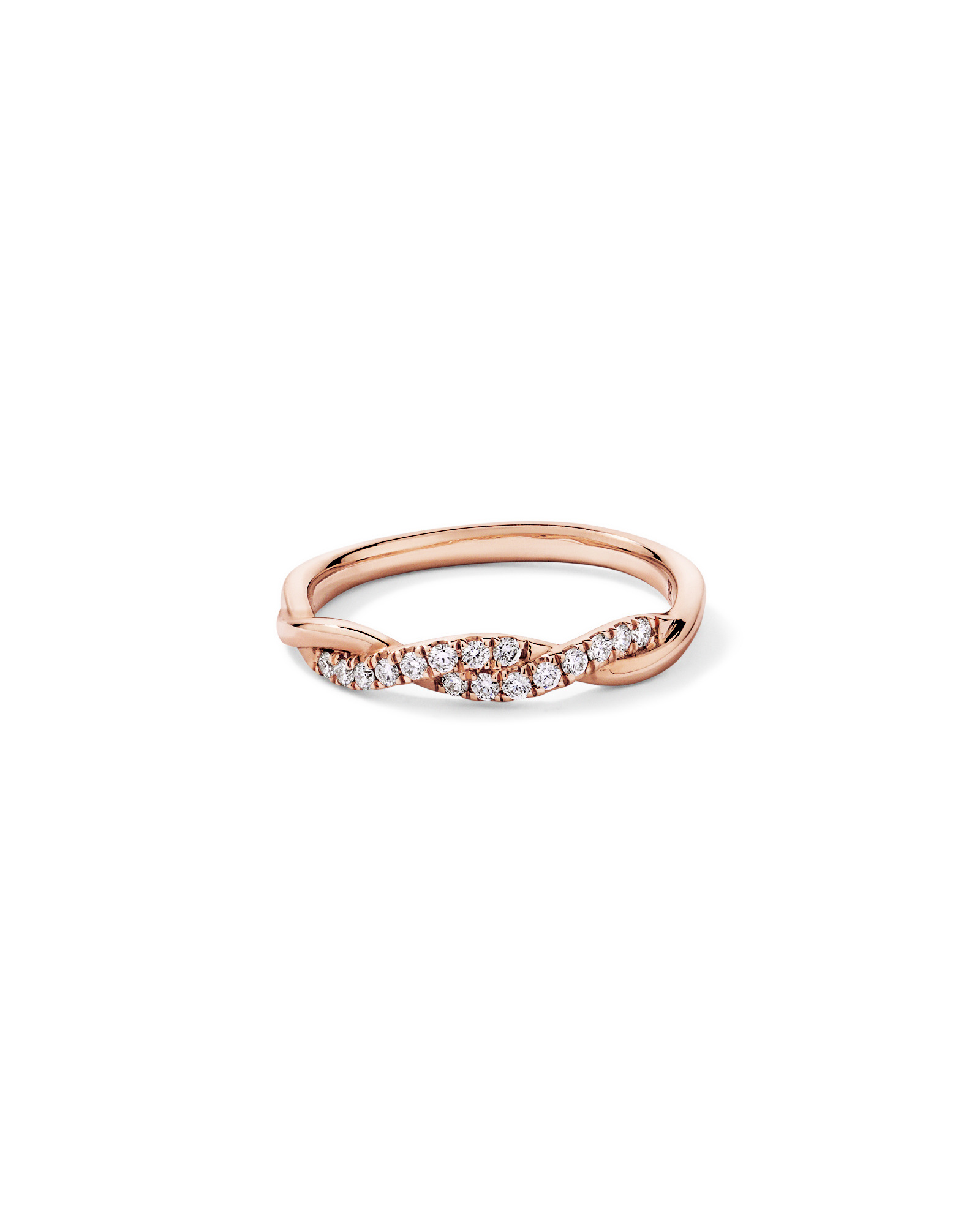 0.16TW Round Brilliant Laboratory-Grown Diamond Twist Wedding Ring 14kt Rose Gold