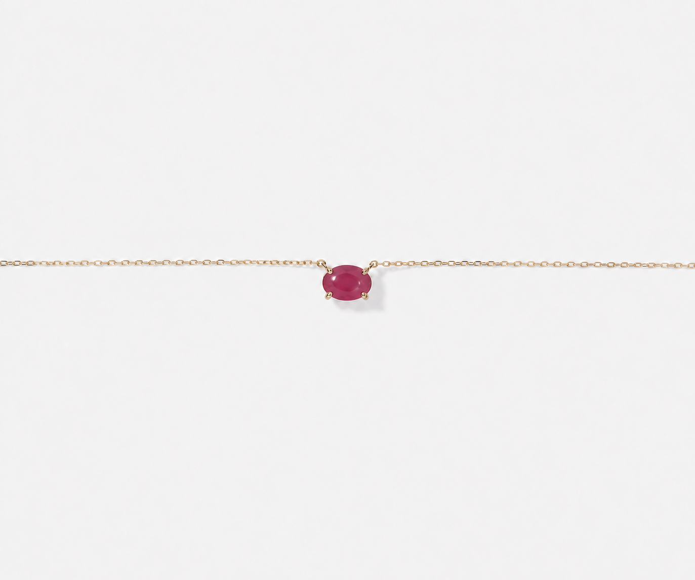 Oval East-West Ruby Necklace in 10kt Yellow Gold