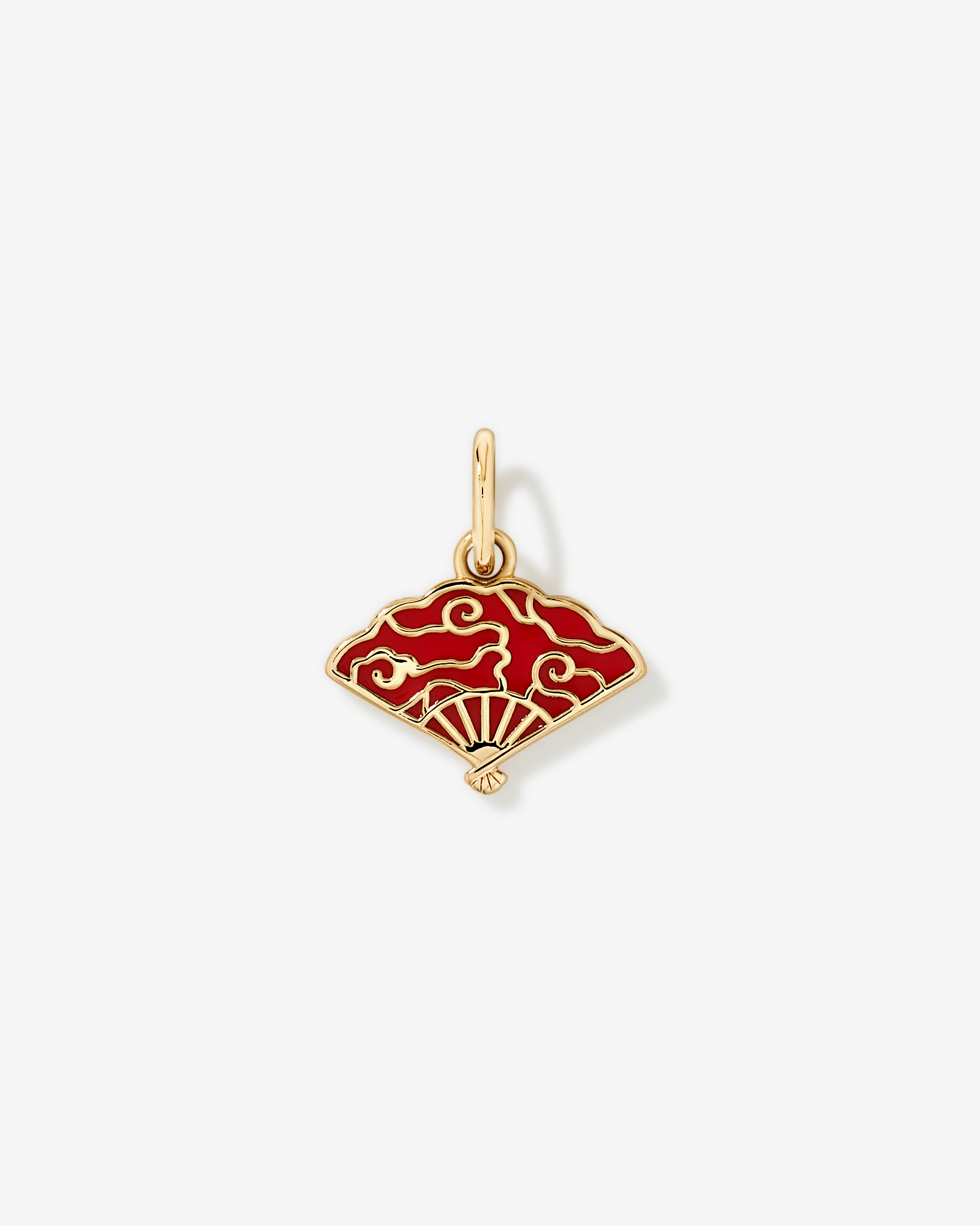 Red Enamel Fan Pendant in 18kt Vermeil