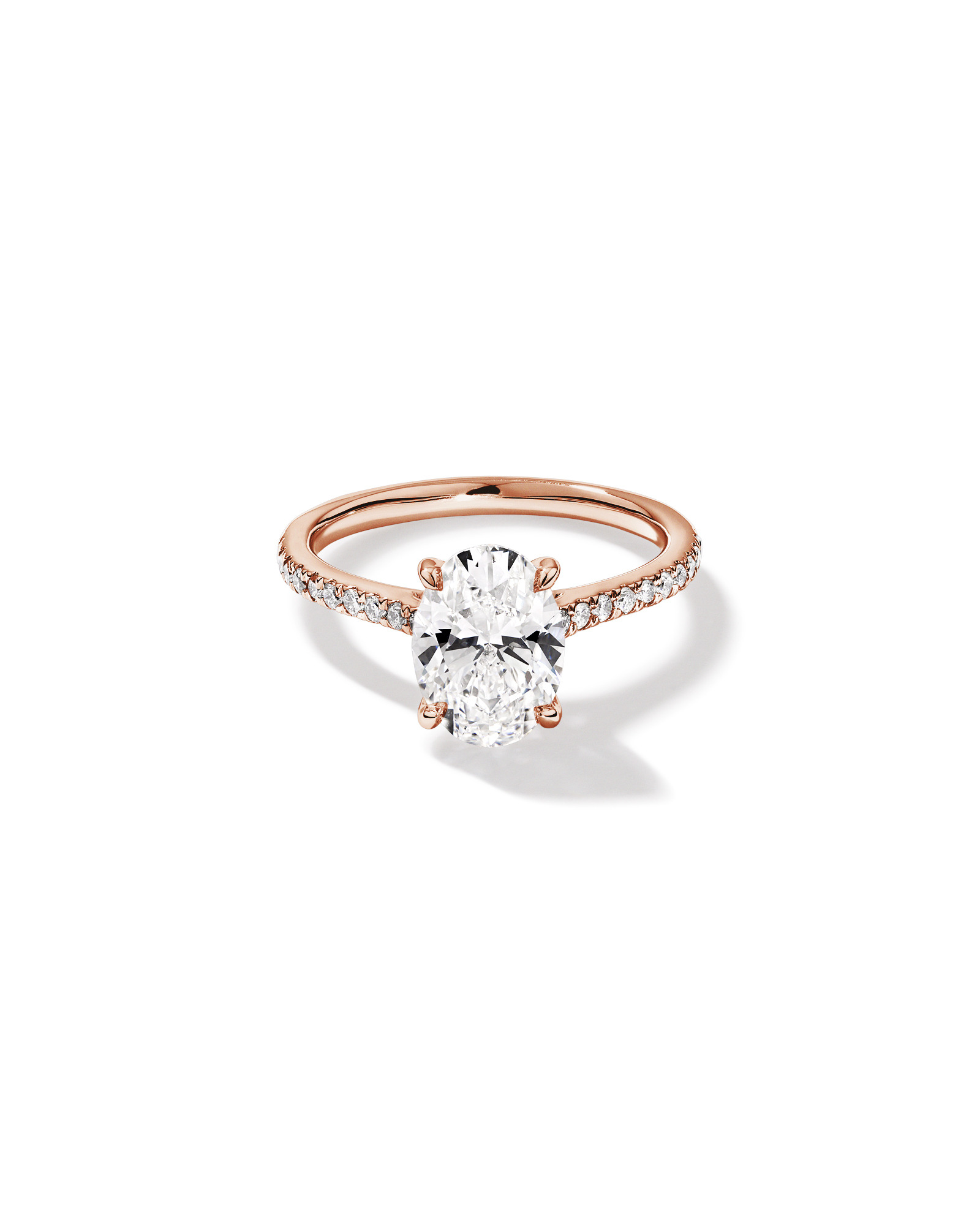 2.20 Carat TW Oval Cut Laboratory-Grown Diamond Engagement Ring 14kt Rose Gold