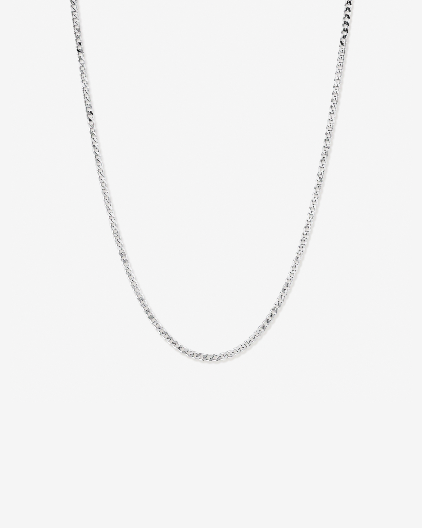 55cm (22") 3.5-4mm Width Fine Curb Chain Necklace in Sterling Silver