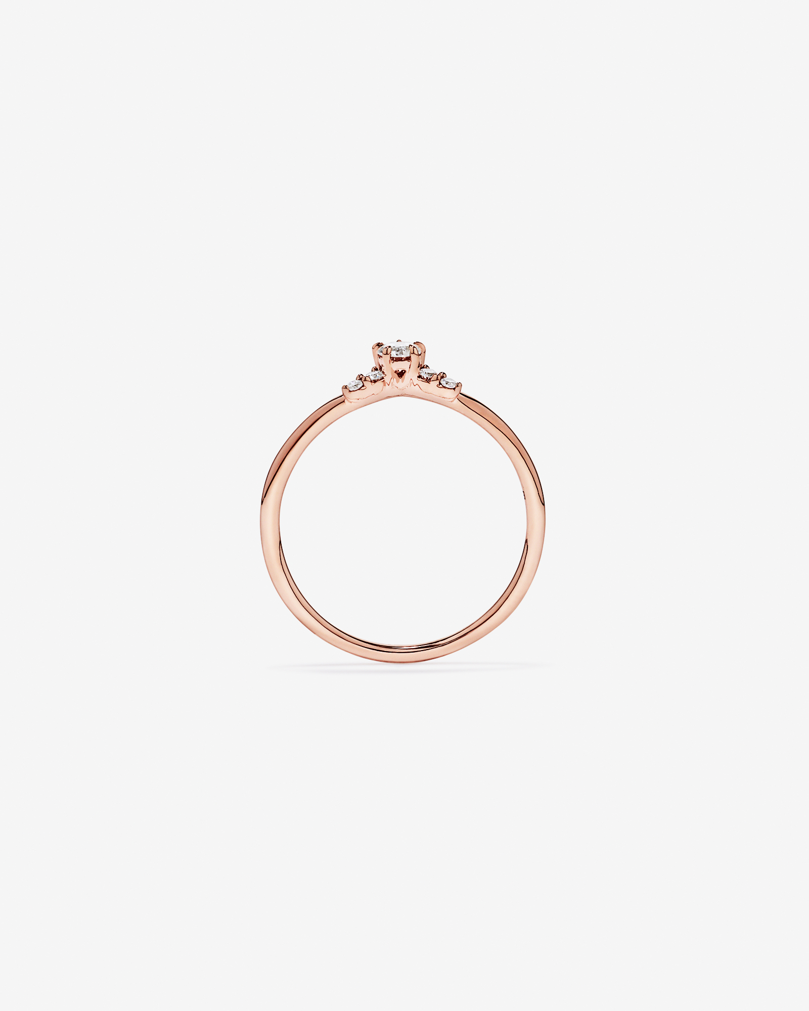 0.15TW Round Brilliant Laboratory-Grown Diamond Chevron Promise Ring 10kt Rose Gold