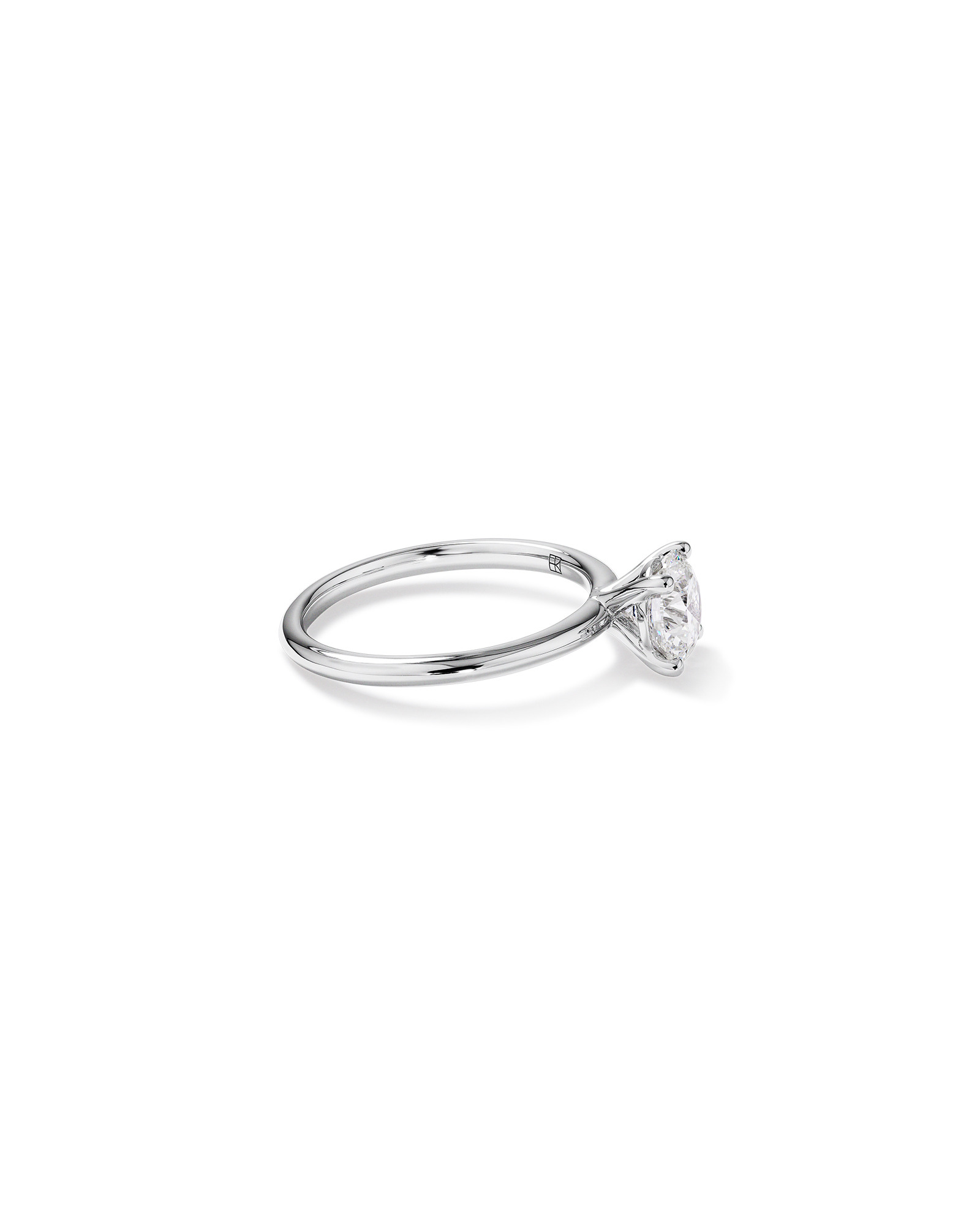 Bague de fiançailles solitaire en or blanc 14 carats avec diamant rond brillant laboratoire (poids total 1,25 carat)