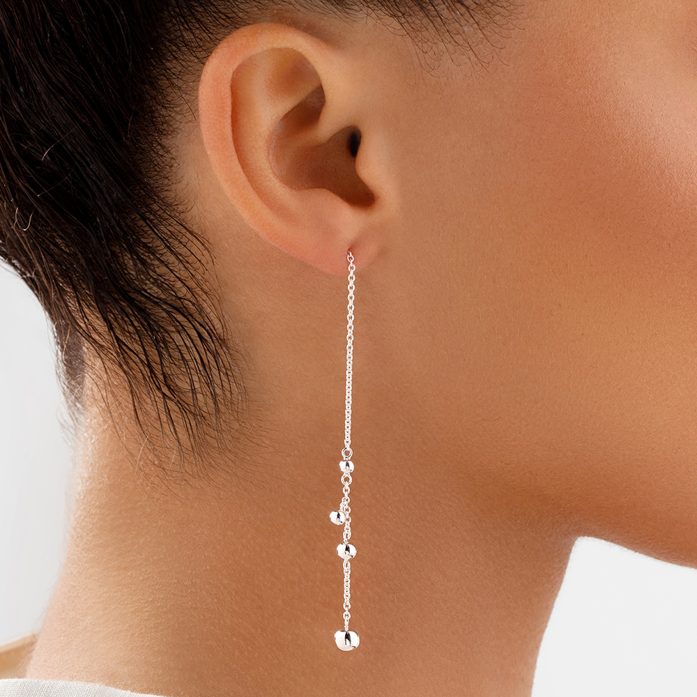Boucles d'Oreilles Filantes avec Perles en Argent Sterling