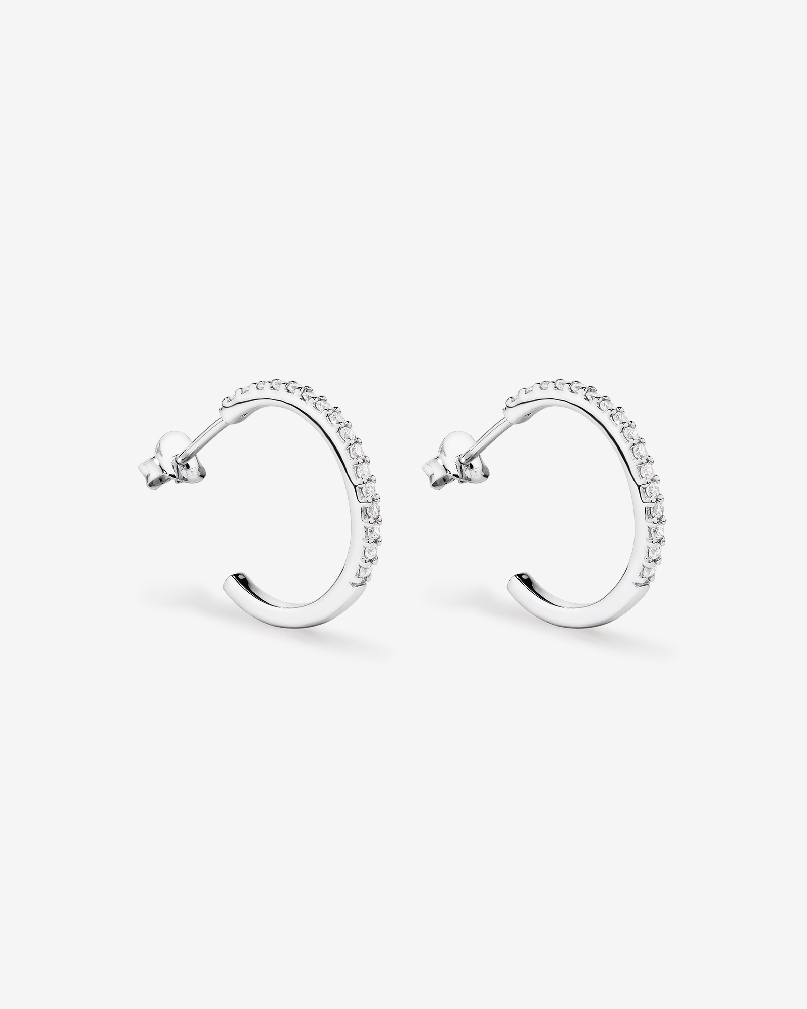 Boucles d’oreilles demi-créoles avec zircone cubique en argent sterling