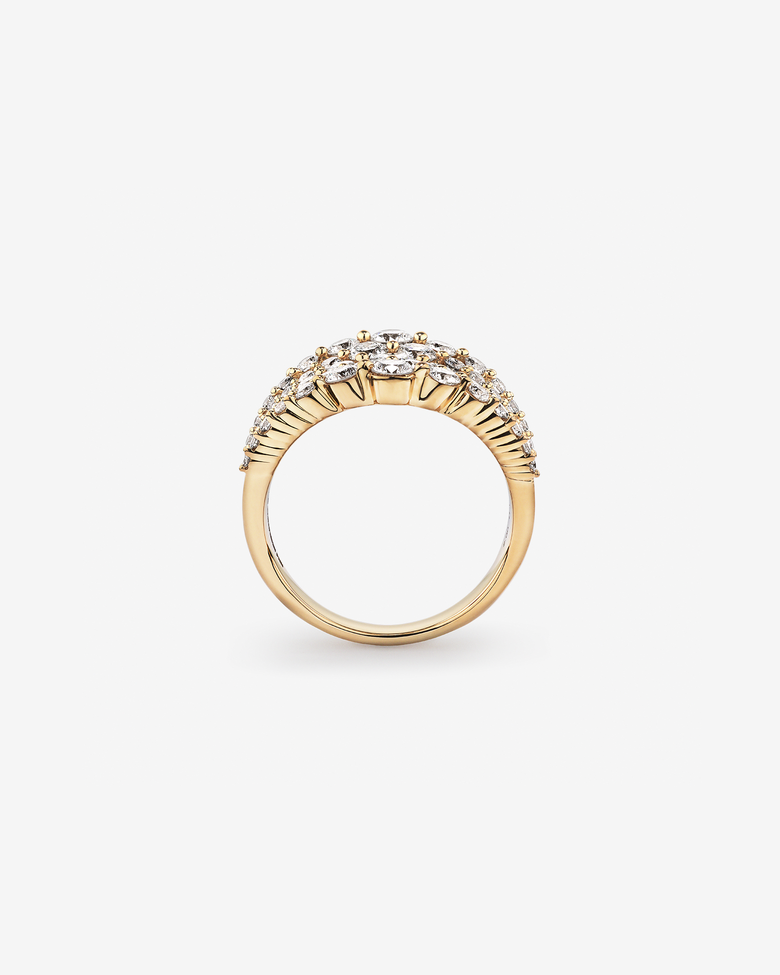 2,00 carats TW Bague à multiples bandes graduées en diamant en or jaune 18kt
