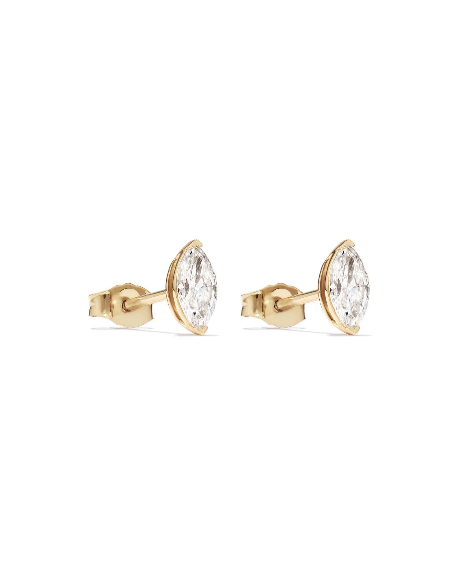 0.60 Carat TW Marquise Cut Solitaire Laboratory-Grown Diamond Stud Earrings in 10kt Yellow Gold