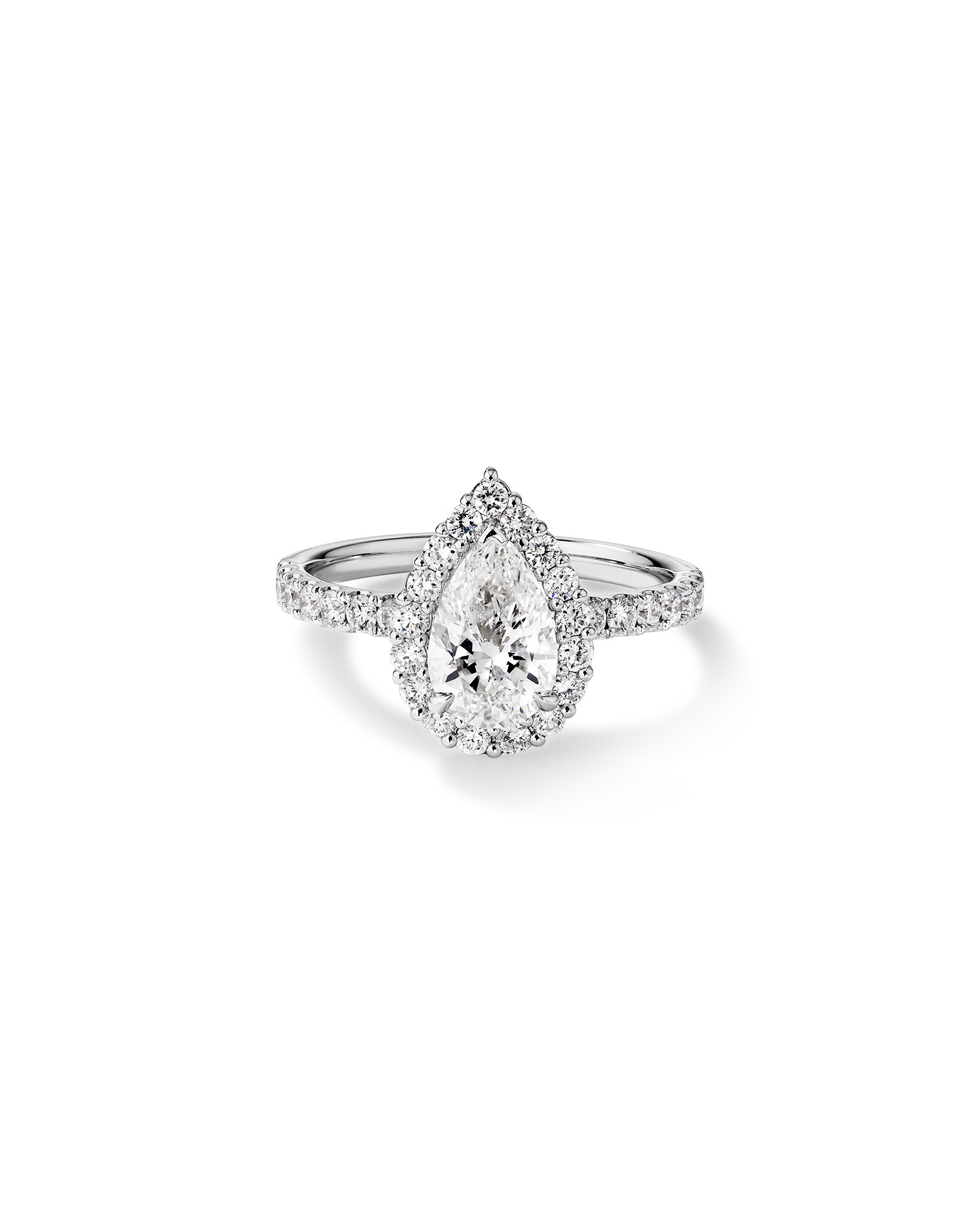 Bague de fiançailles TW taillée en poire 1,82 carat diamant halo cultivé laboratoire or blanc 14 carats
