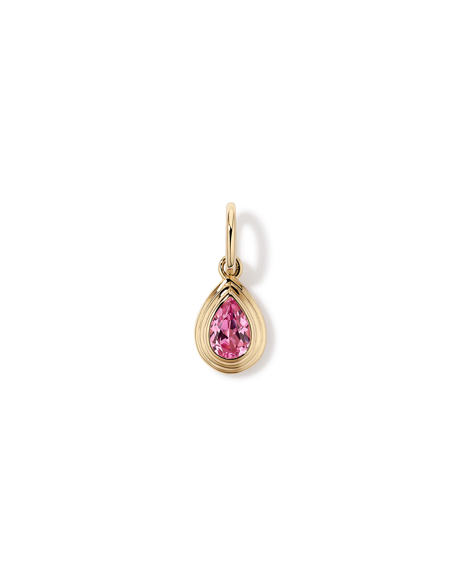 Pendentif audacieux avec saphir rose créé taille poire en or jaune 10 carats