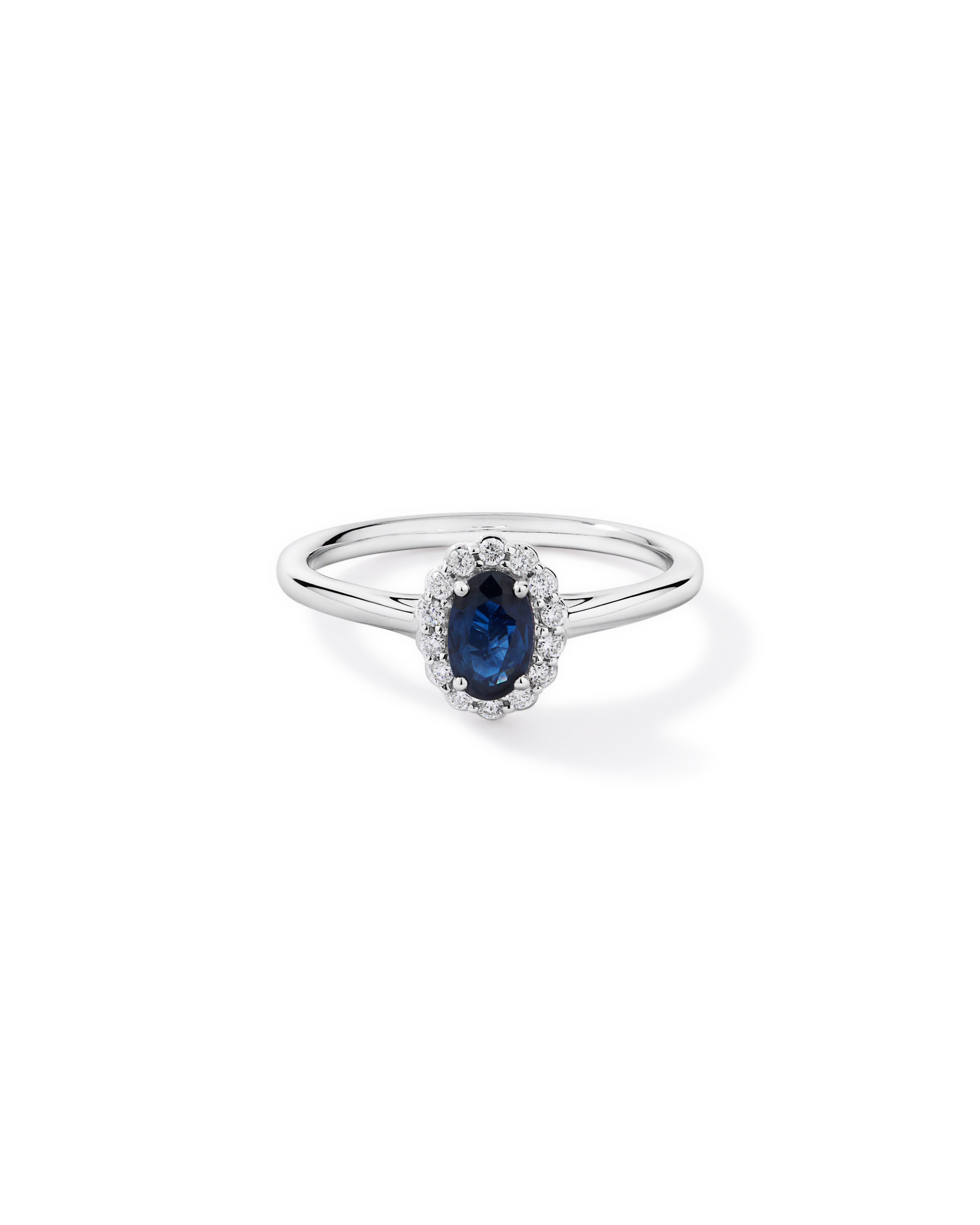 Australian Sapphire & 0.10 Carat TW Diamond Halo Ring 10kt White Gold