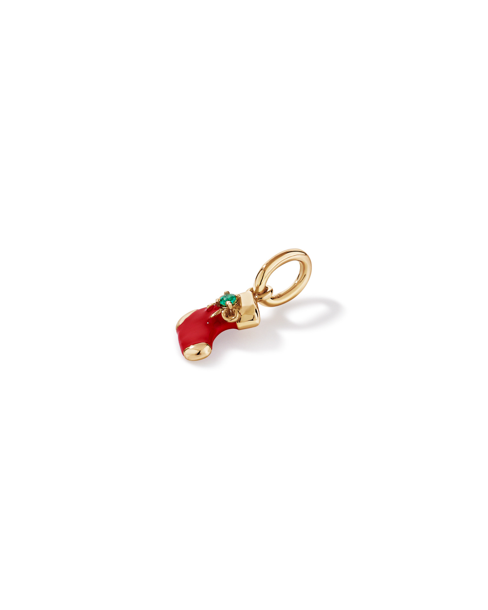 Pendentif de bas de Noël avec émeraude créée en Vermeil en or jaune 18 carats