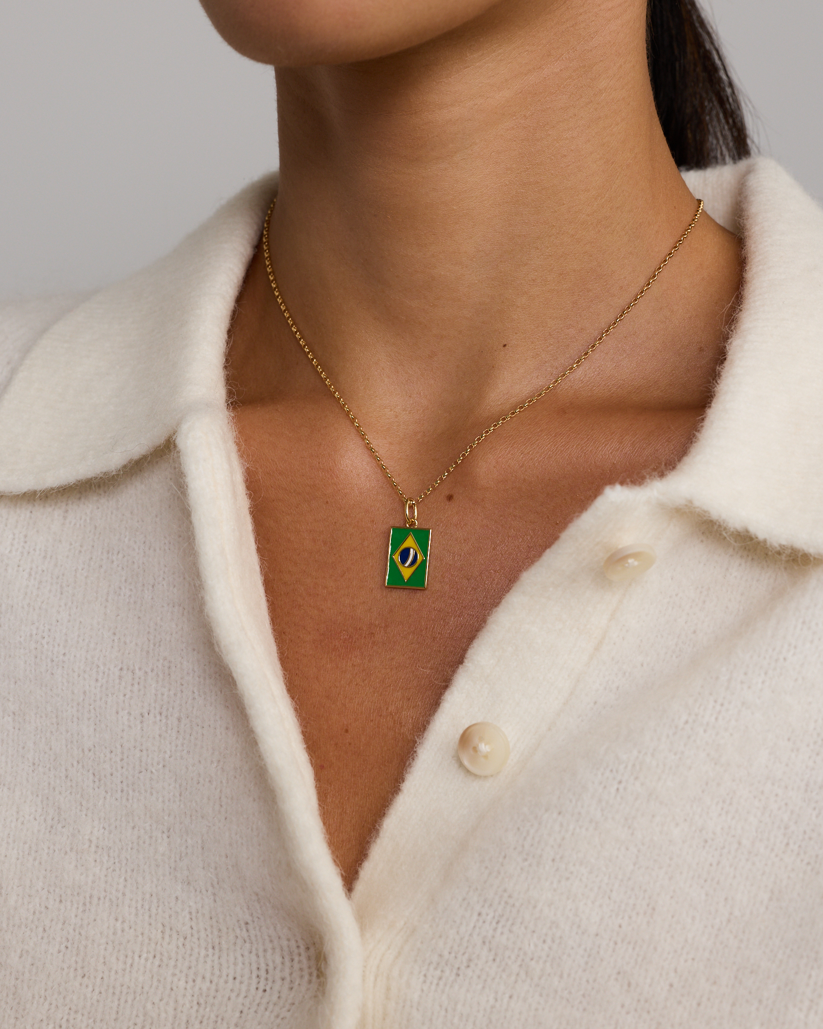 Brazil Flag Pendant in 18Kt Vermeil