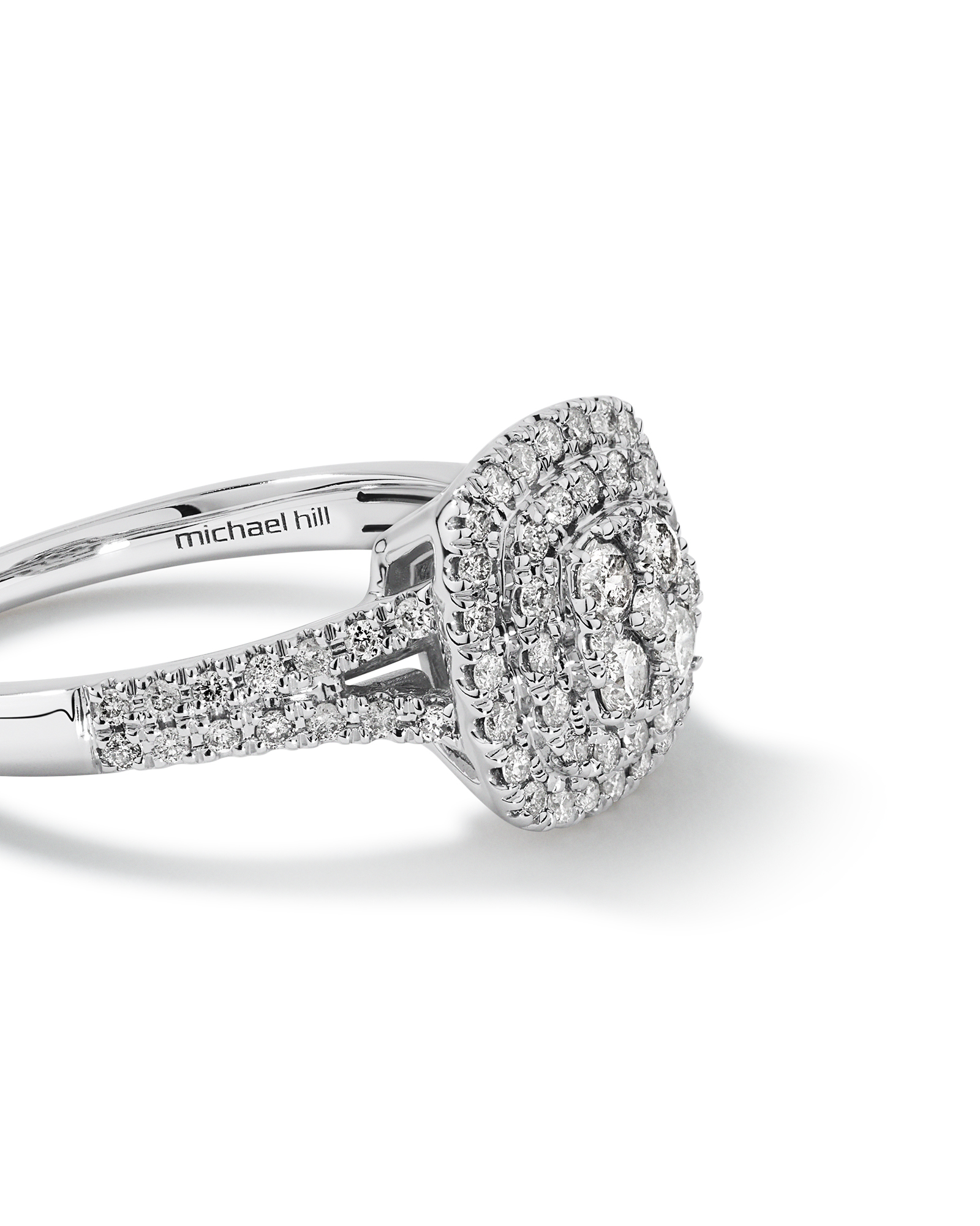 0.65 Carat TW Cushion Shaped Cluster Halo Diamond Ring in 10kt Gold