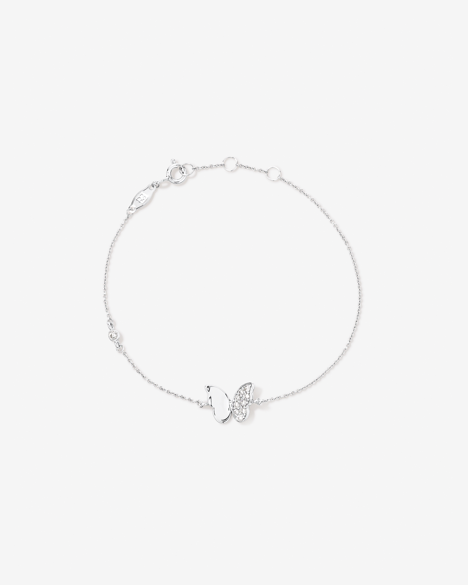 19cm (7.4") Butterfly Bracelet with Cubic Zirconia in Sterling Silver