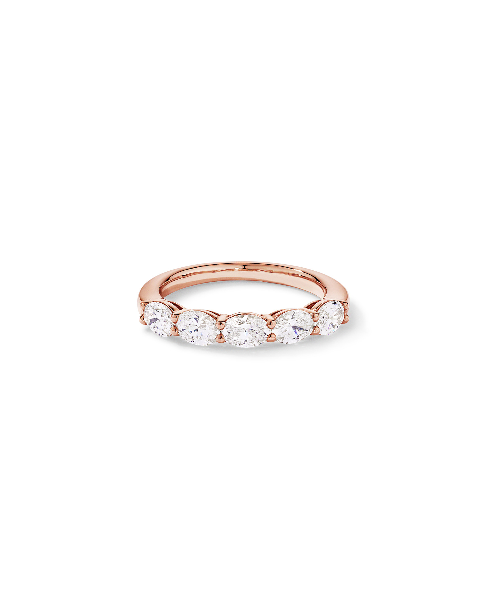 1.25 Carat TW East-West Oval Laboratory-Grown Diamond Wedding Ring 14kt Rose Gold