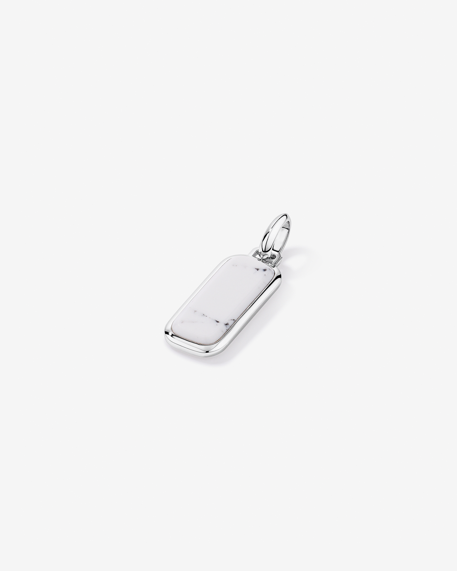 Howlite Oblong Pendant in Sterling Silver