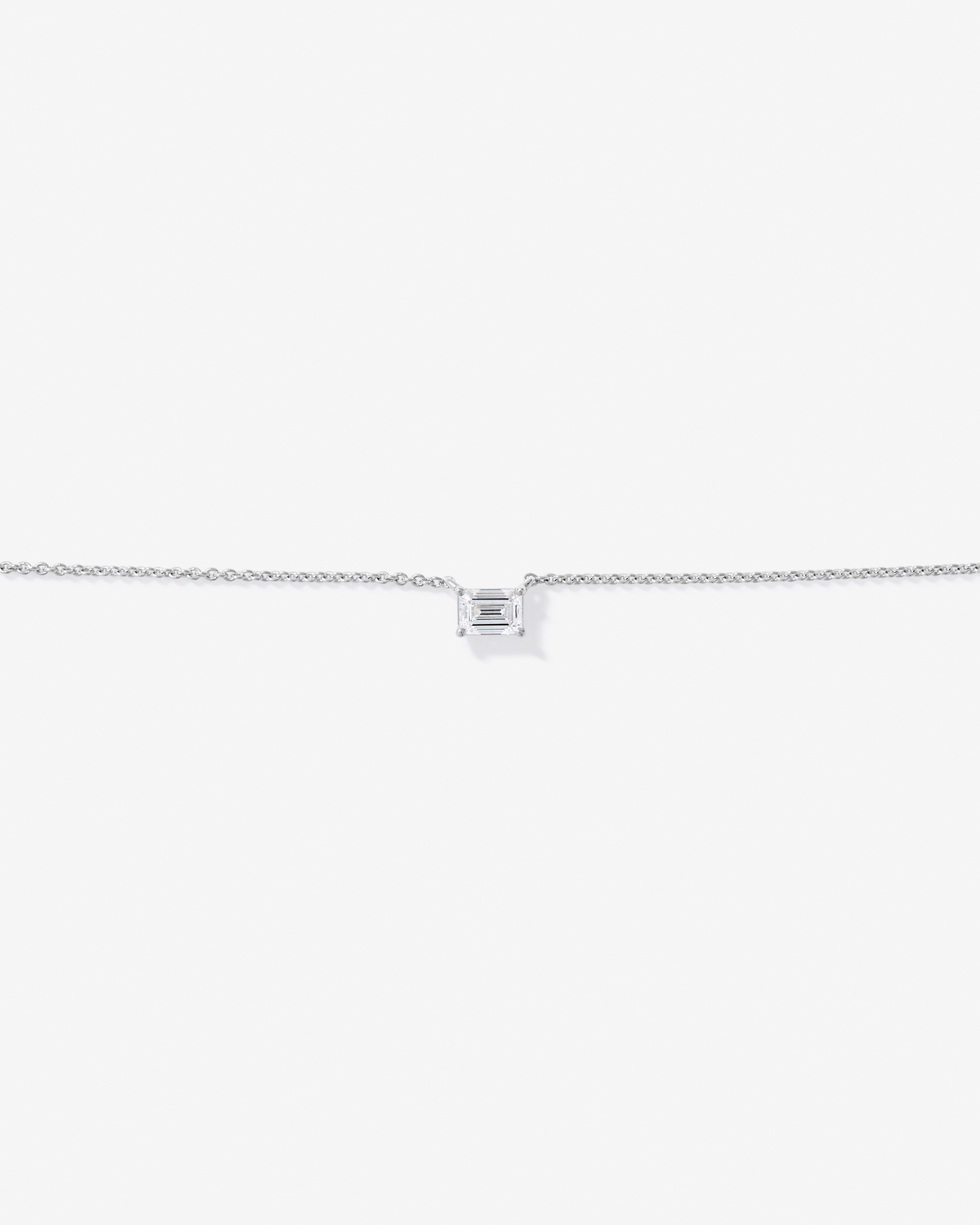 0.50TW Lab Diamond Solitaire Emerald Cut Necklace in Silver