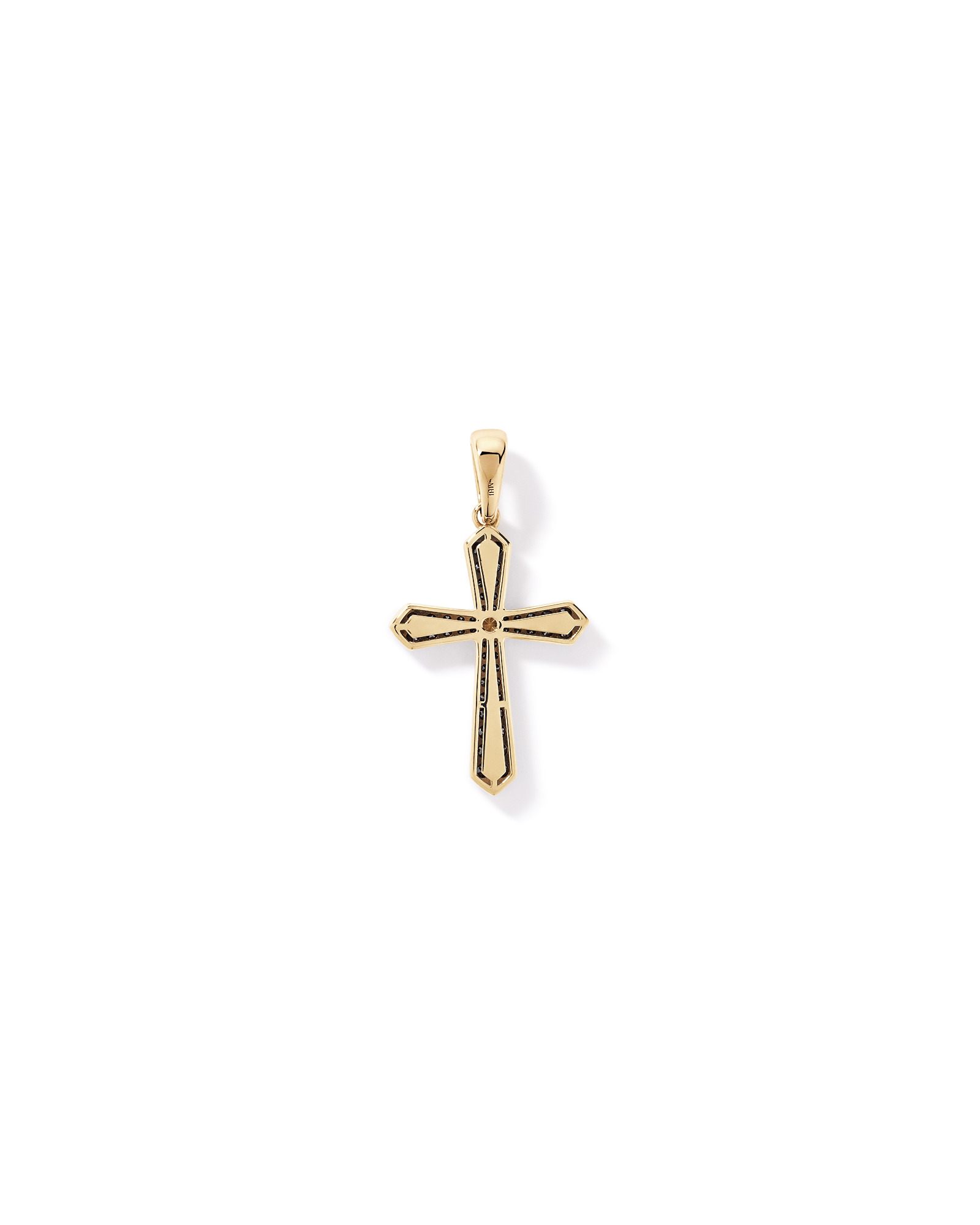0.88 Carat TW Black Diamond Cross Pendant in 10kt Yellow Gold