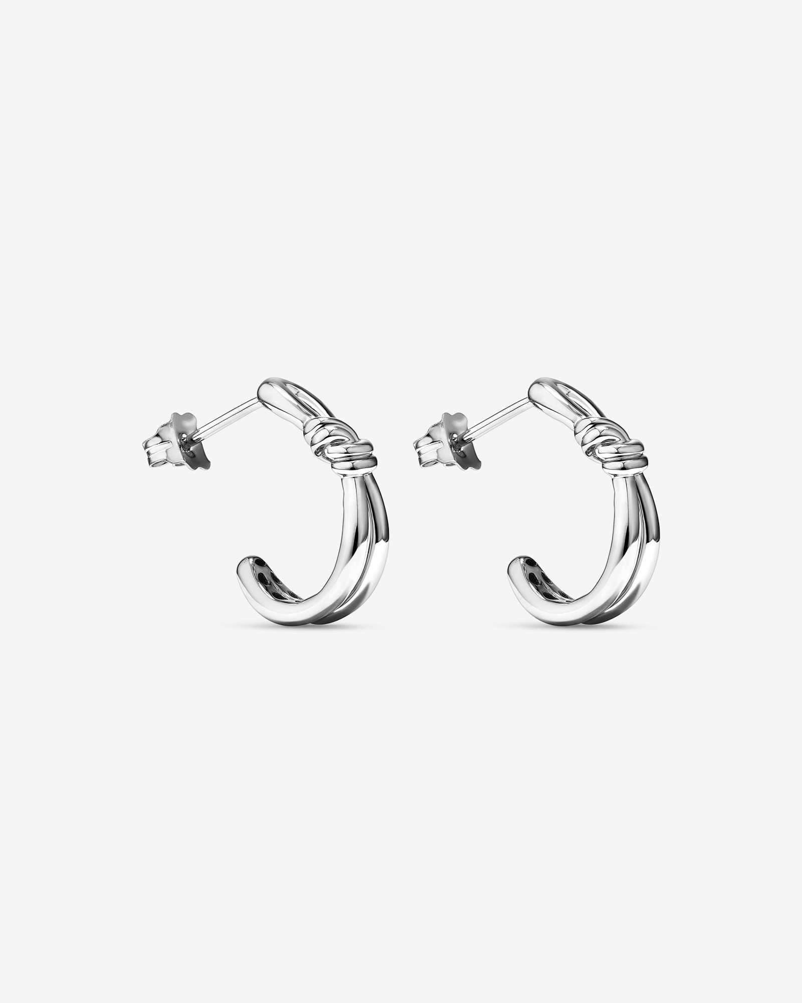 Boucles d'oreilles clous demi-créoles en nœud en argent sterling