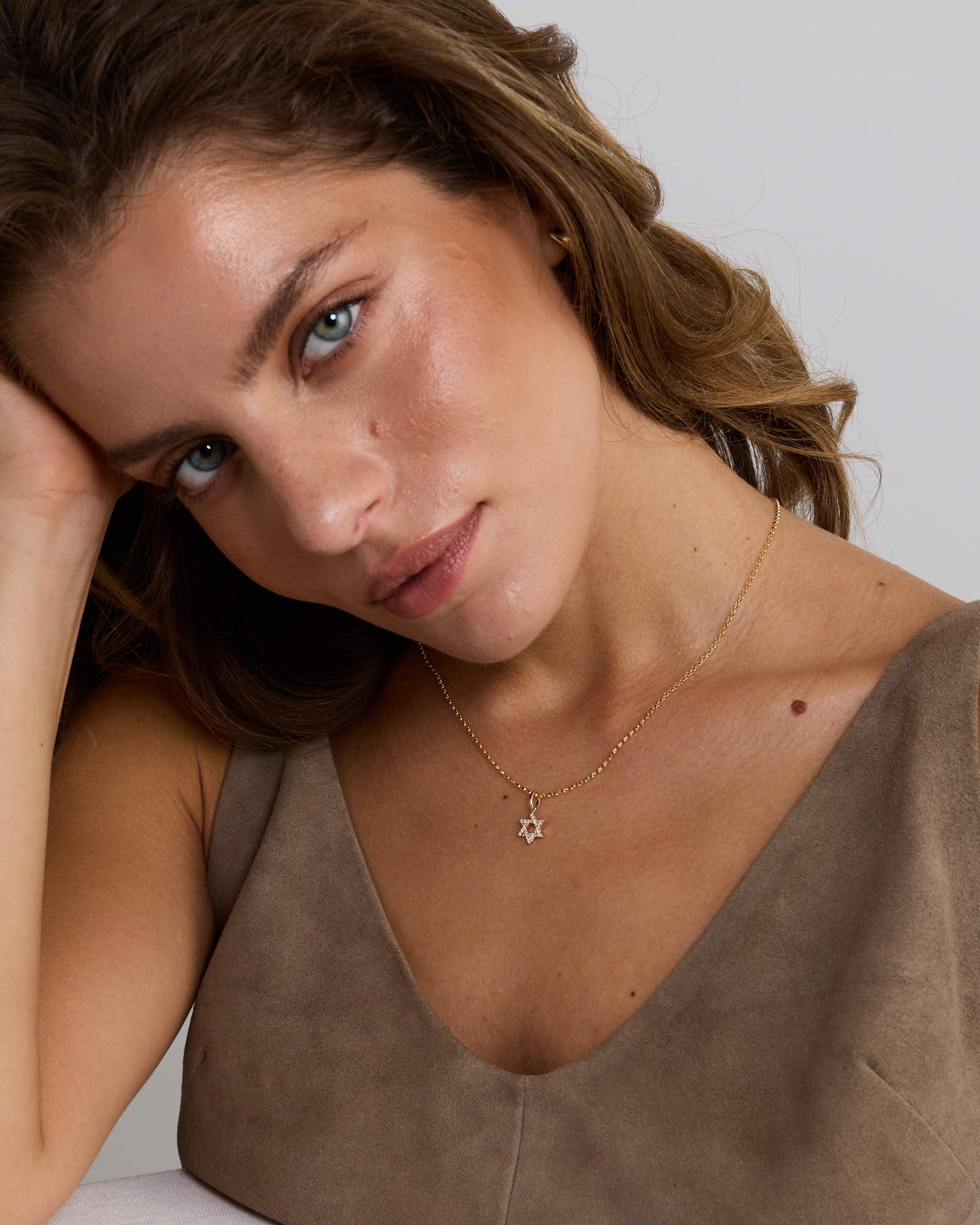 Diamond Star Of David Pendant in 10kt Yellow Gold