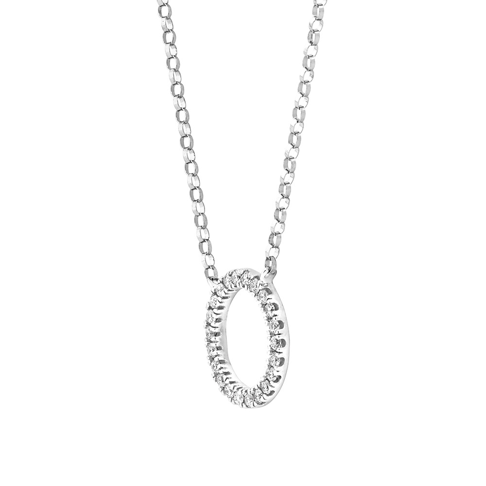 O Initial Necklace with 0.10 Carat TW of Diamonds in 10kt White Gold