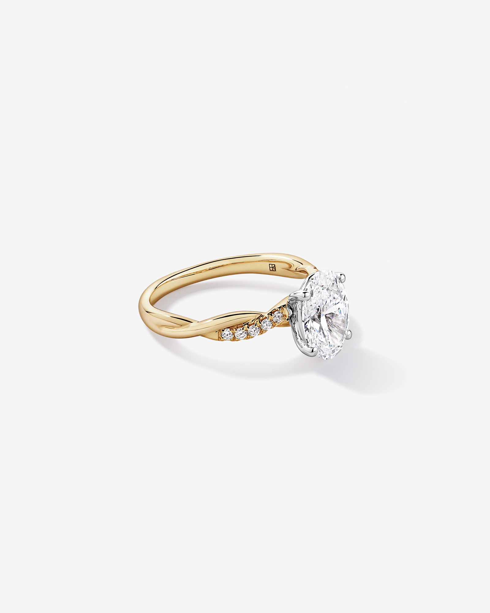 2.10TW Oval Laboratory-Grown Diamond Twist Engagement Ring 14kt Yellow and White Gold