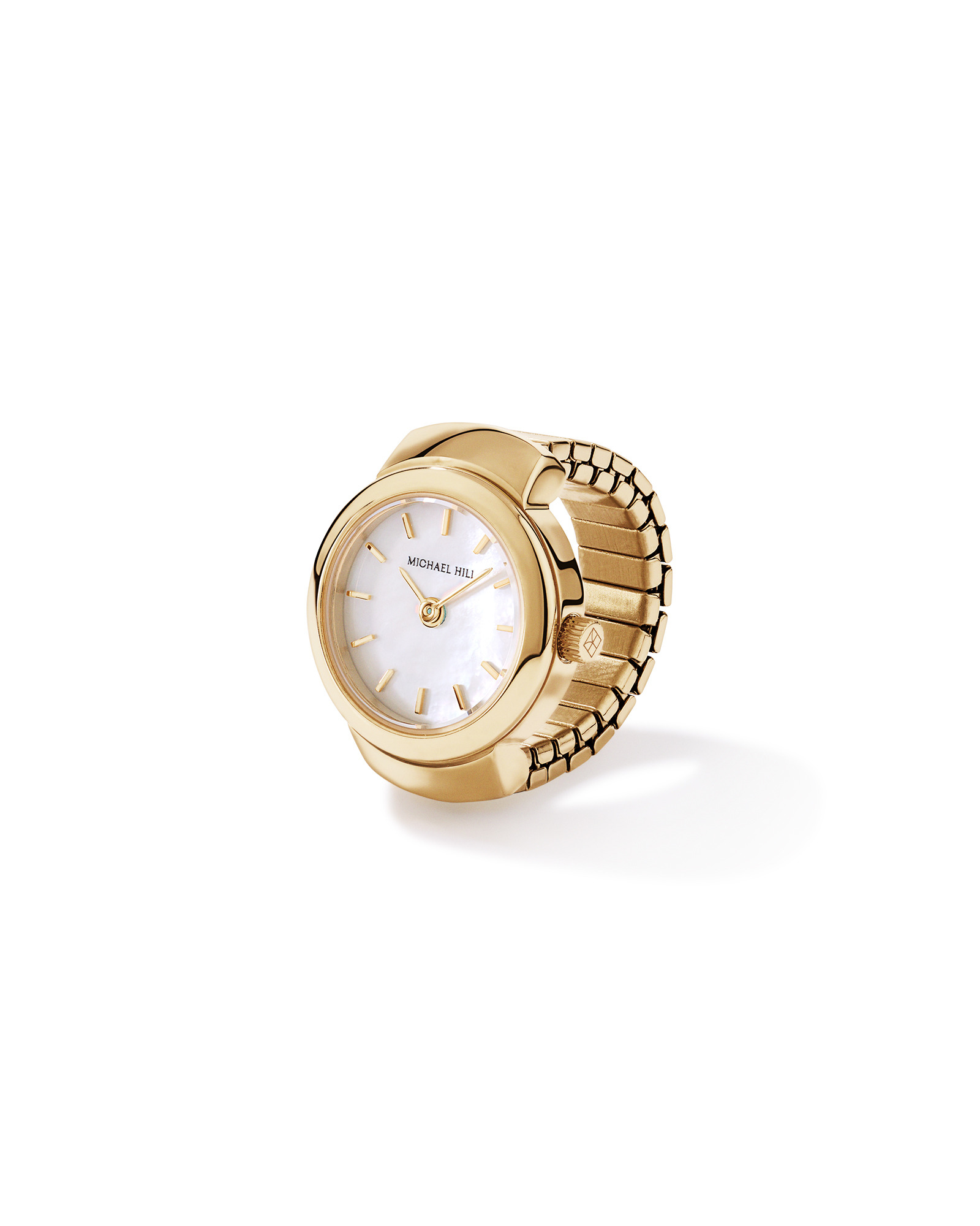 Mother of Pearl Watch Ring in Gold Tone Stainless Steel