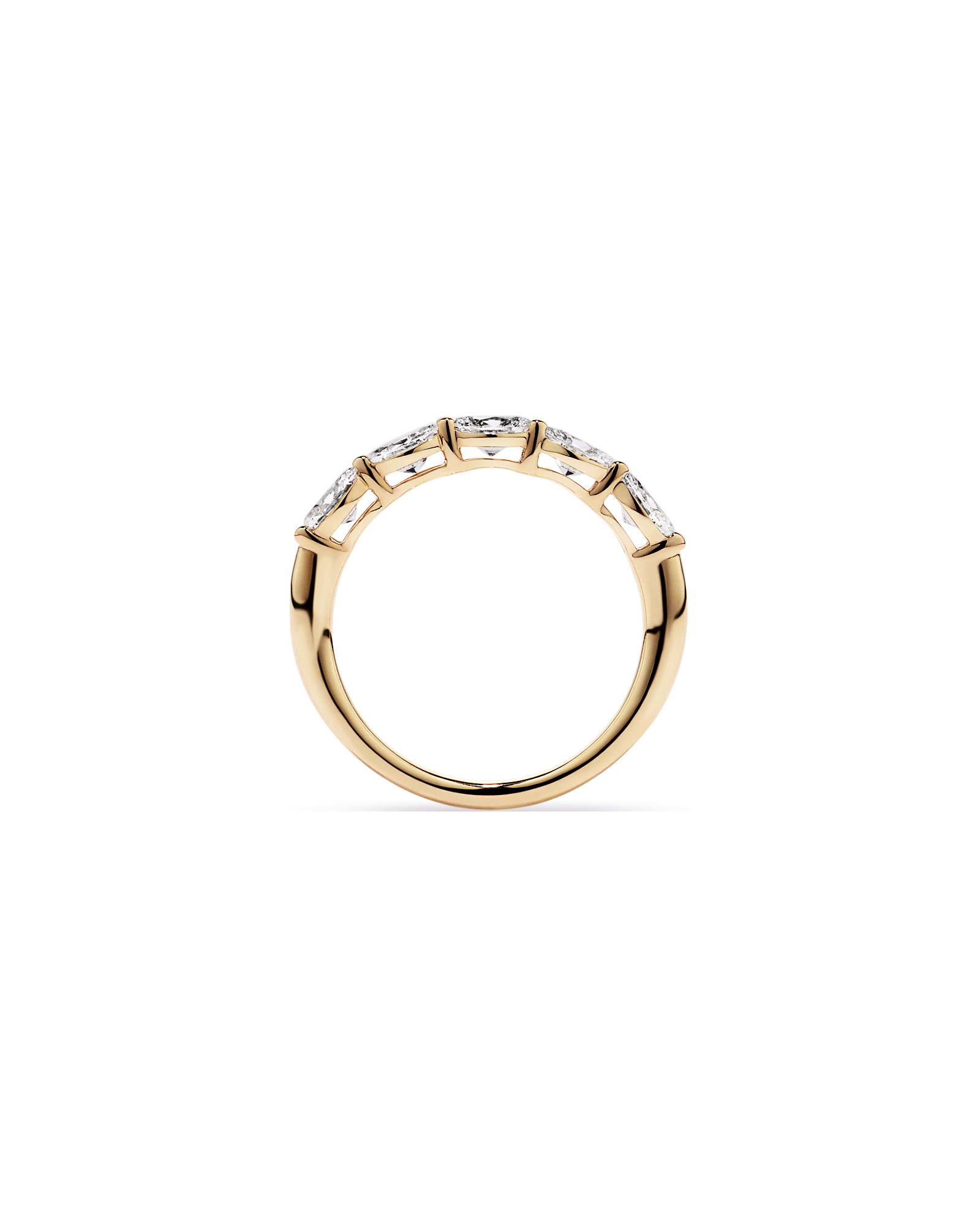 Bague de mariage en diamant ovale Est-Ouest 1,25 carat or jaune 14 carats
