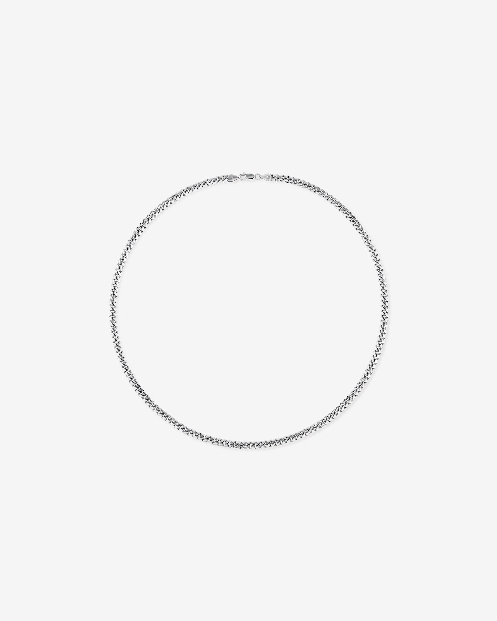 55cm (22") 5.35mm Width Miami Curb Chain Necklace in Sterling Silver