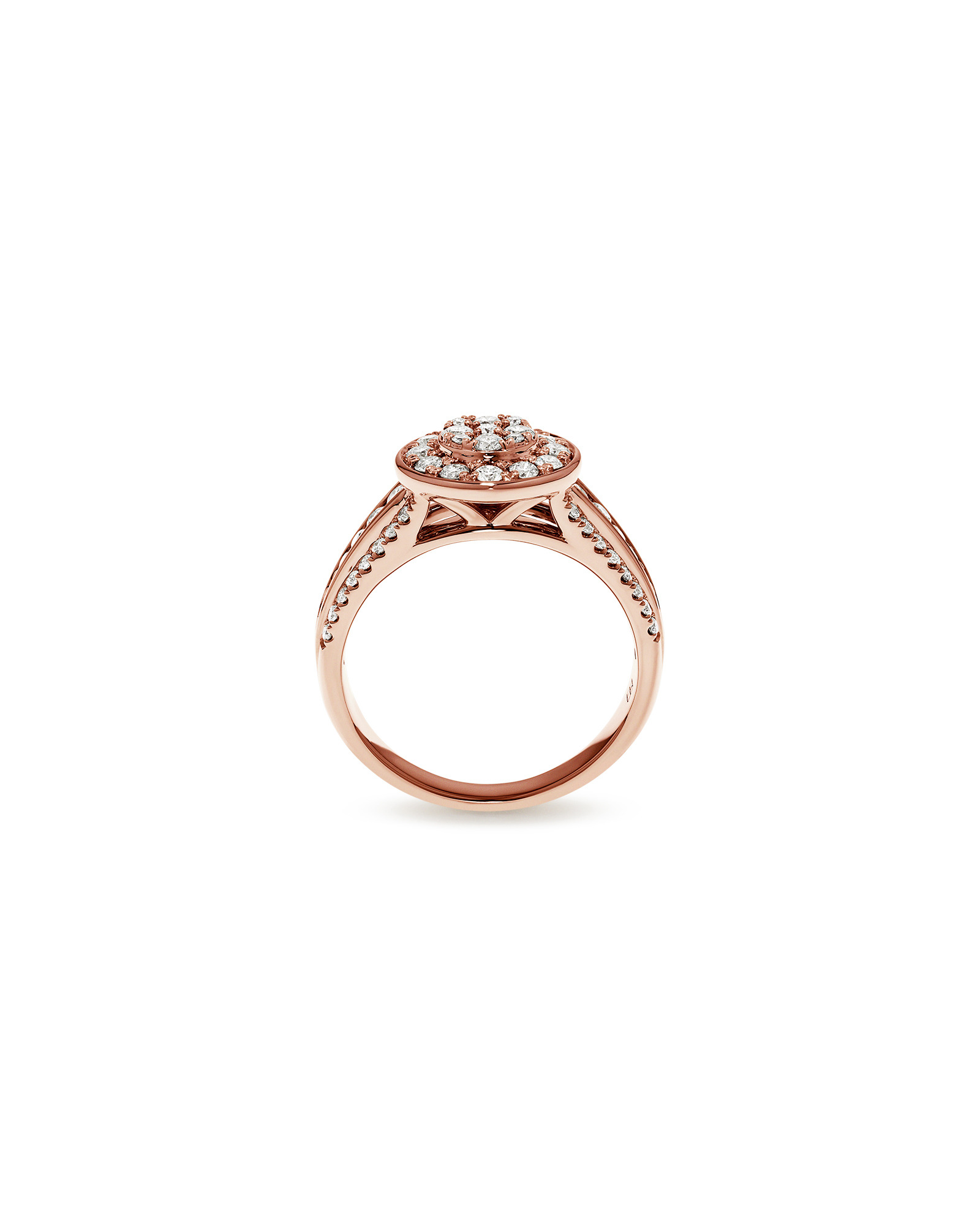 0.85 Carat TW Round Diamond Cluster Ring 10kt Rose Gold