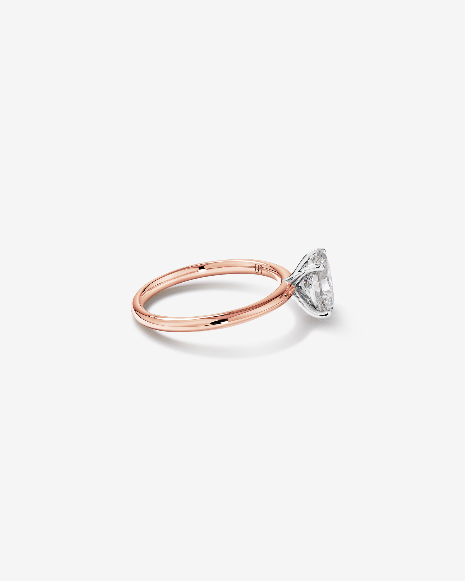 Bague de fiançailles solitaire ovale en diamant cultivé en laboratoire TW de 1,25 carat en or rose et blanc 14 carats