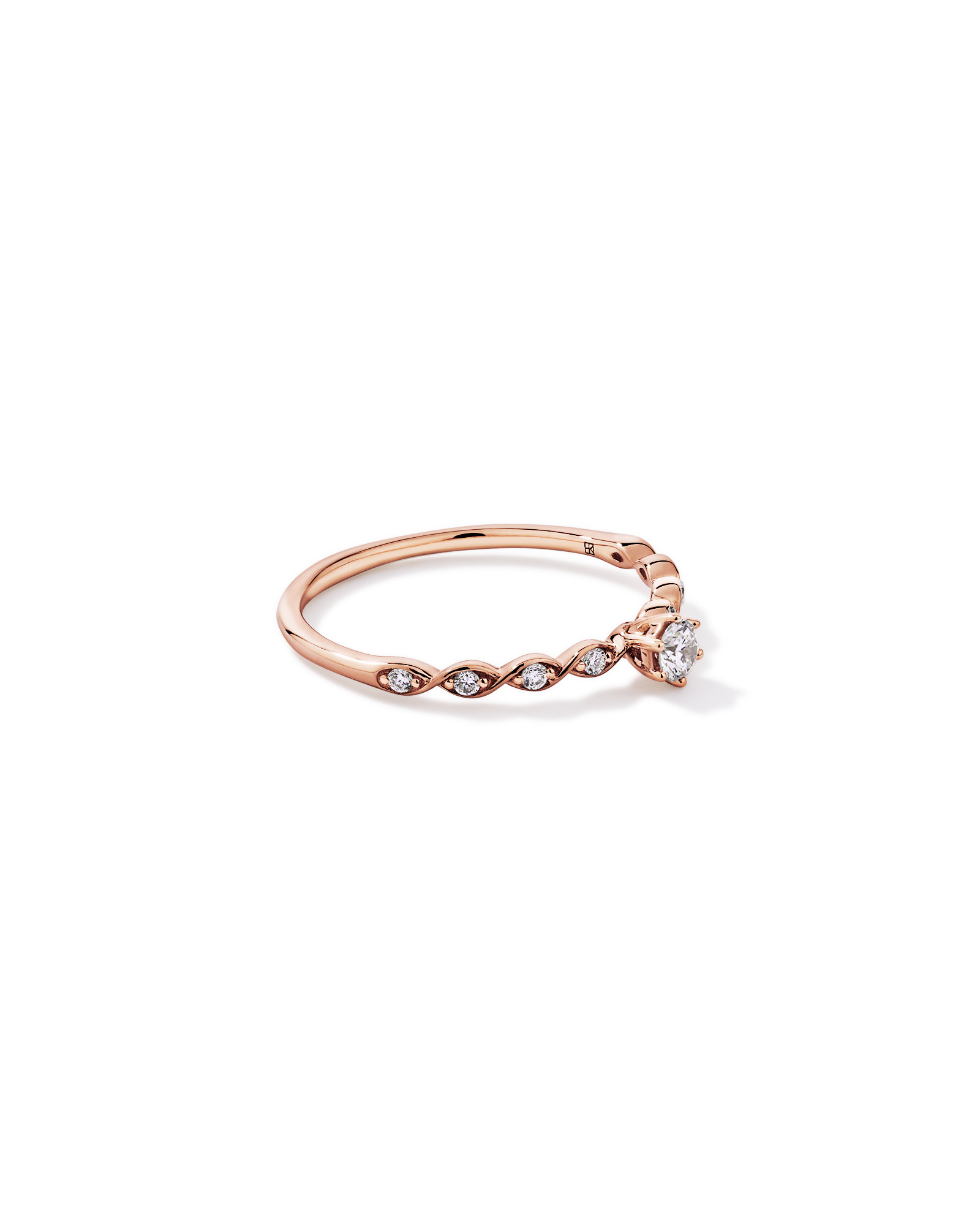 Bague de promesse en or rose 10 carats avec diamant rond brillant laboratoire (poids total 0,17 carat)